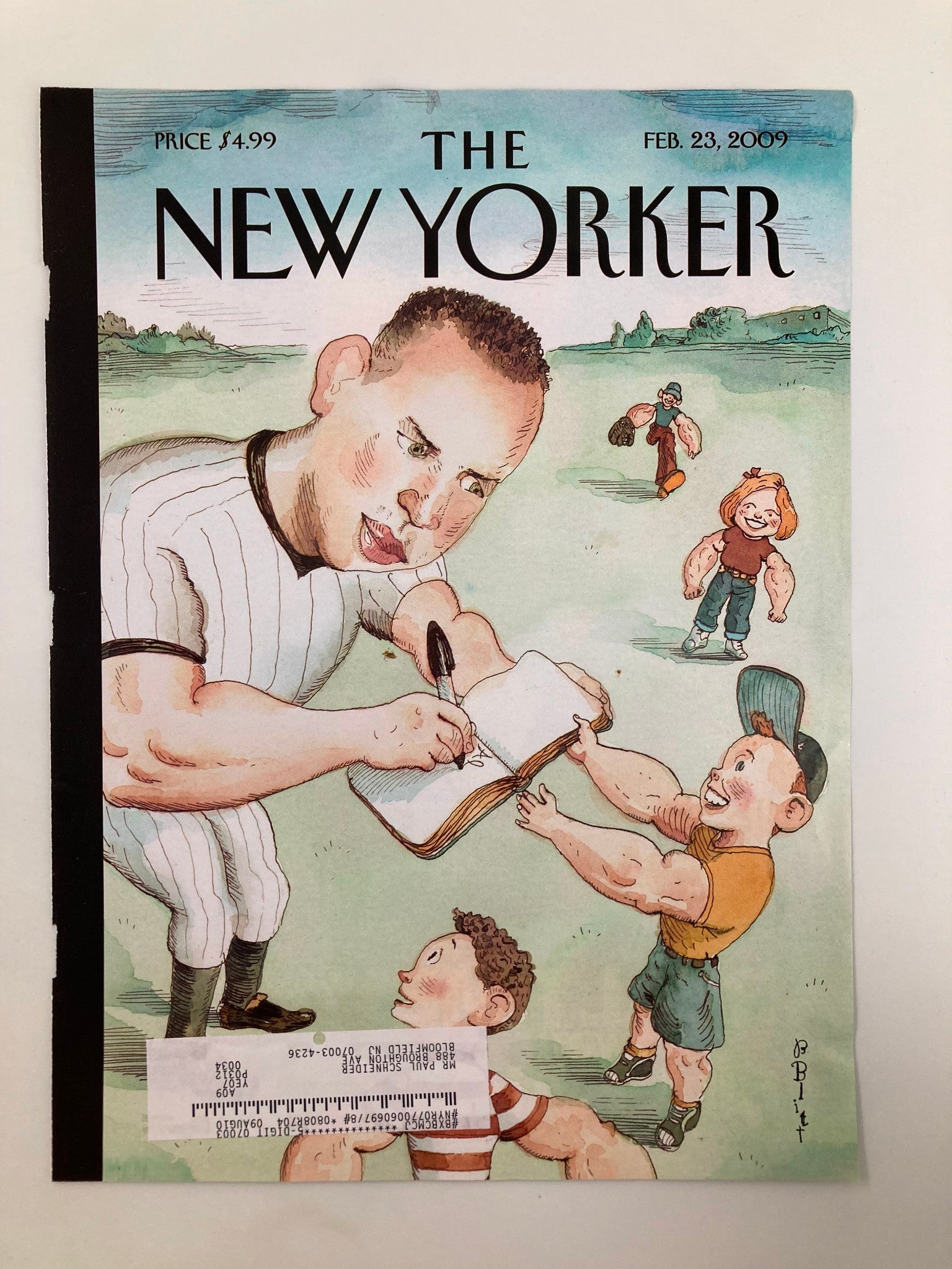 COVER ONLY The New Yorker February 23 2009 Off Base Alex Rodriguez by B. Blitt