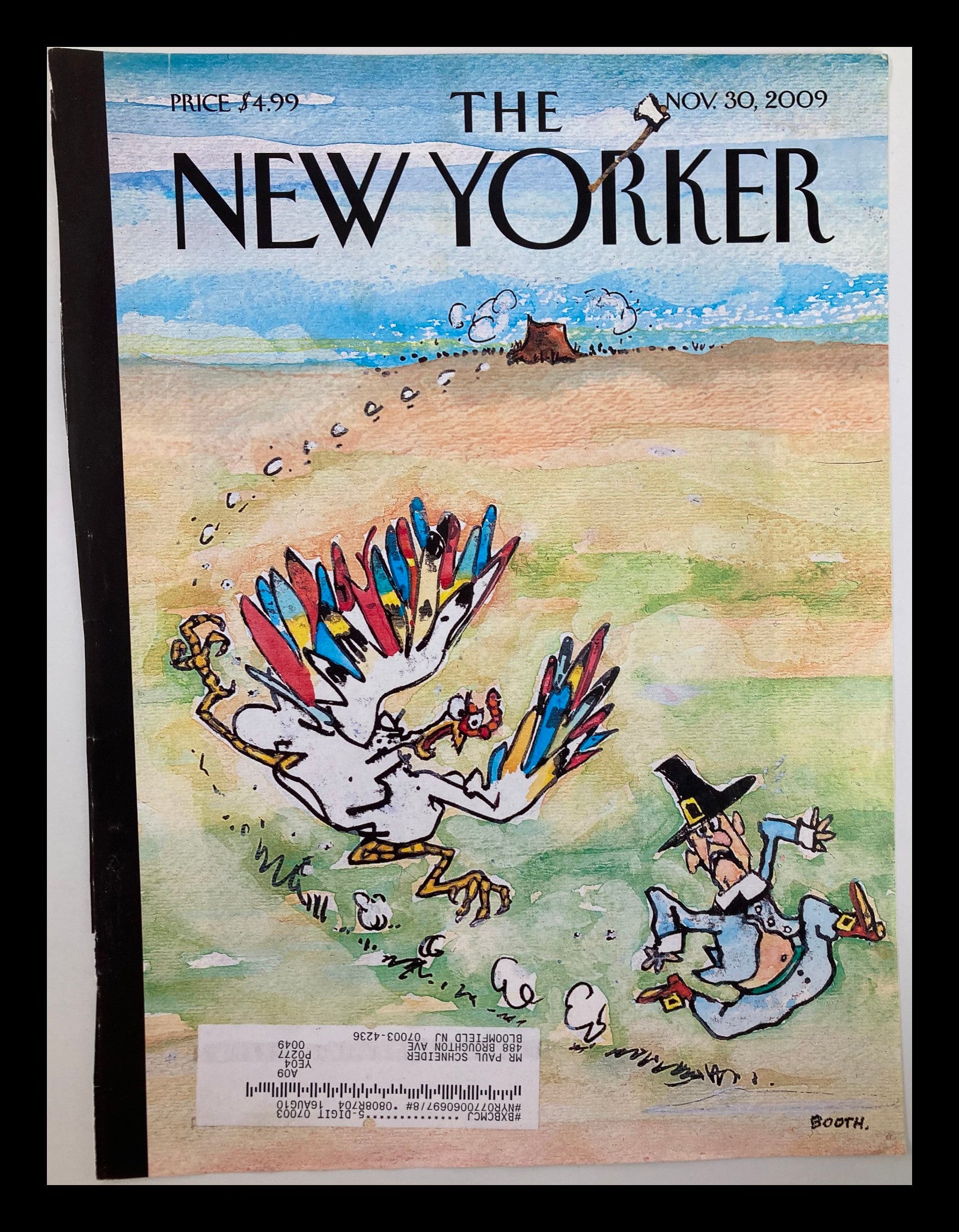 COVER ONLY The New Yorker November 30 2009 Thanksgiving Skedaddle by G. Booth