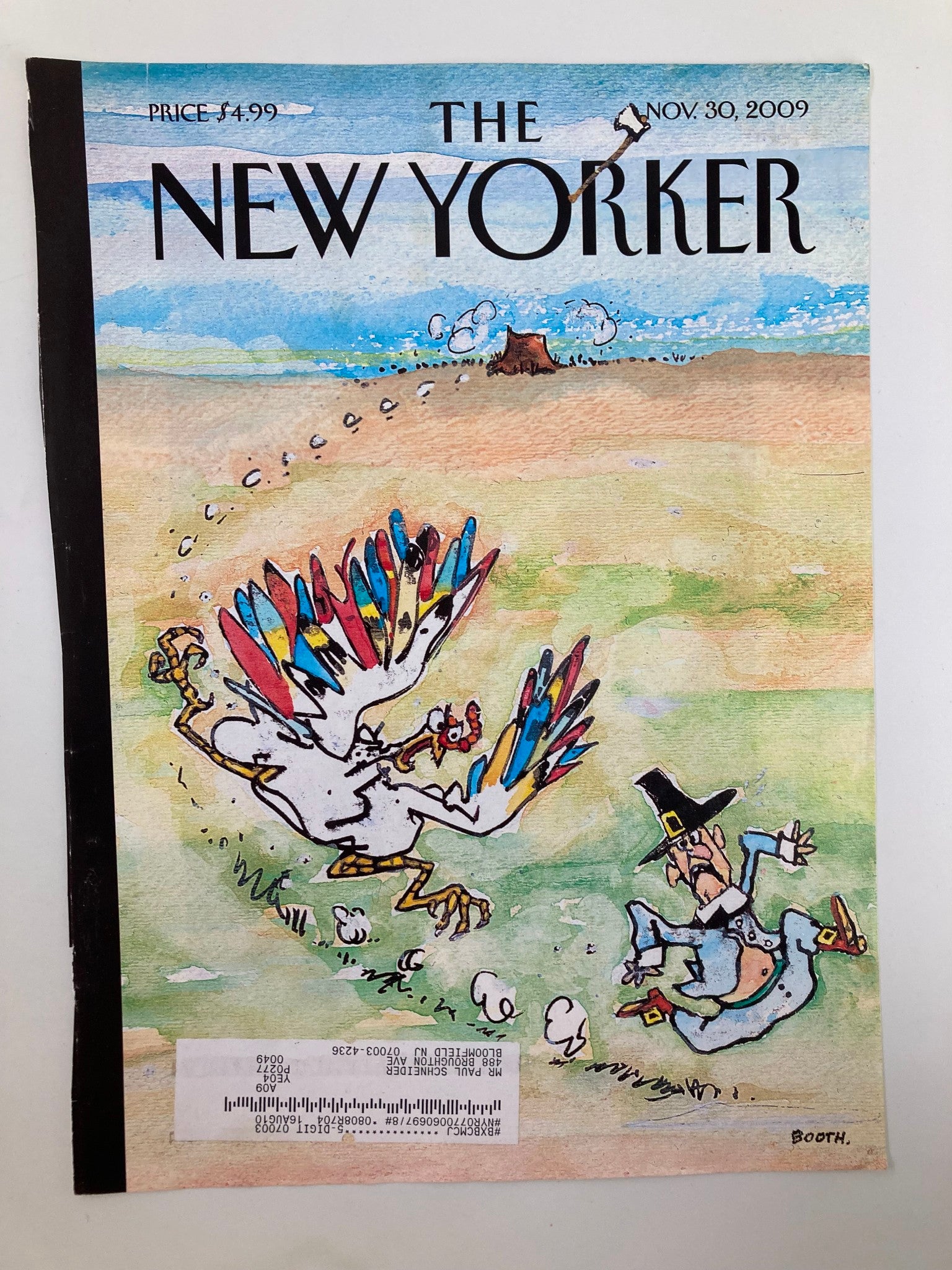 COVER ONLY The New Yorker November 30 2009 Thanksgiving Skedaddle by G. Booth