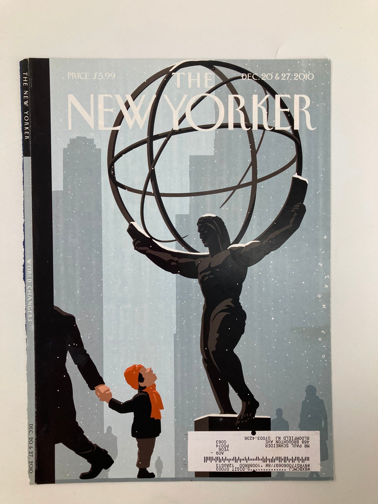 COVER ONLY The New Yorker December 20 & 27 2010 Admiring Statue by C. Niemann