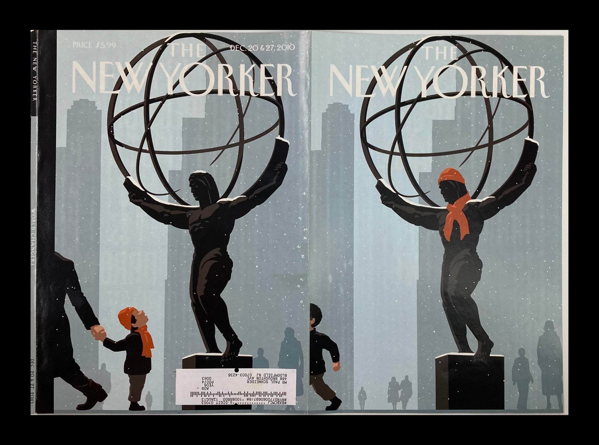 COVER ONLY The New Yorker December 20 & 27 2010 Admiring Statue by C. Niemann