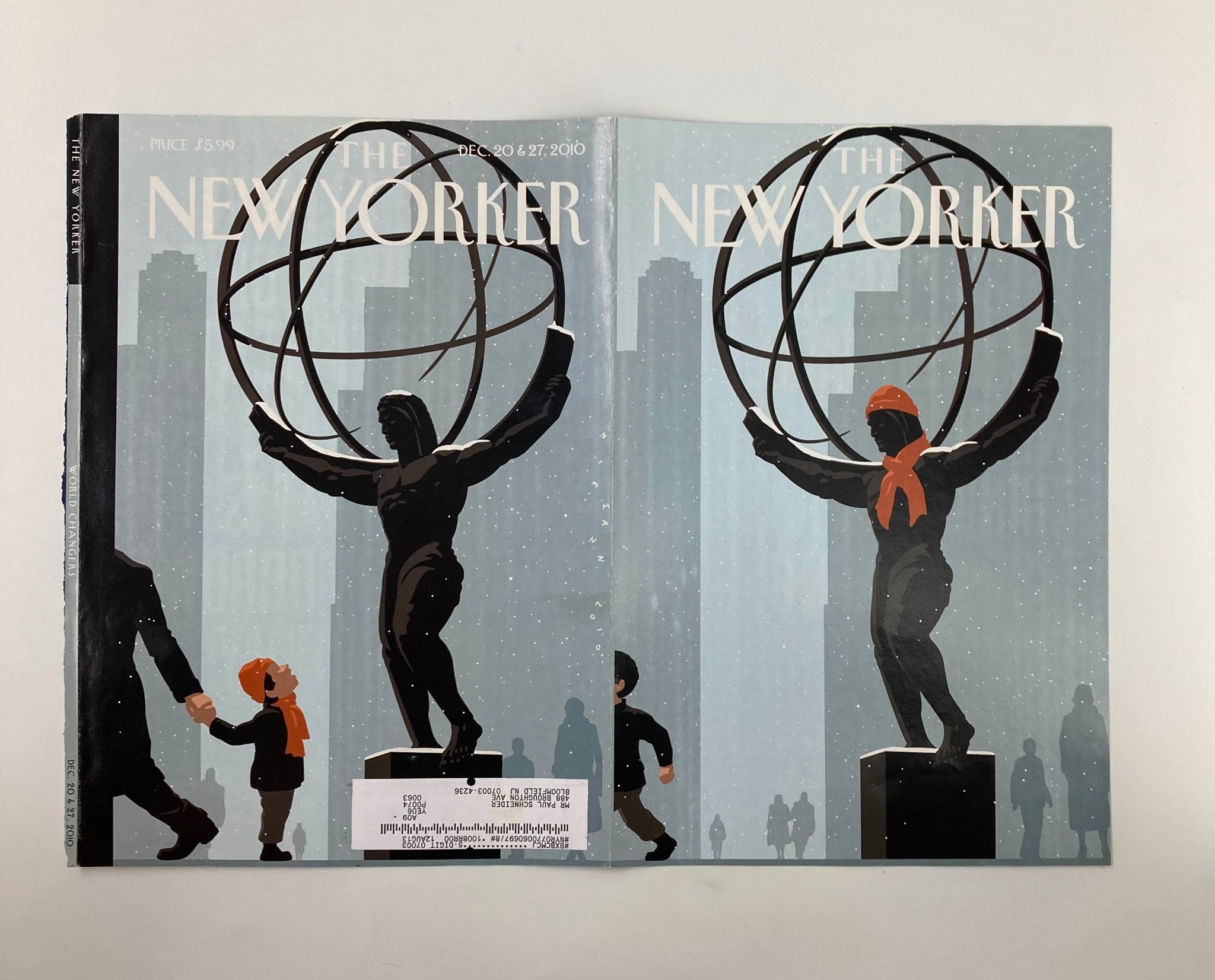 COVER ONLY The New Yorker December 20 & 27 2010 Admiring Statue by C. Niemann