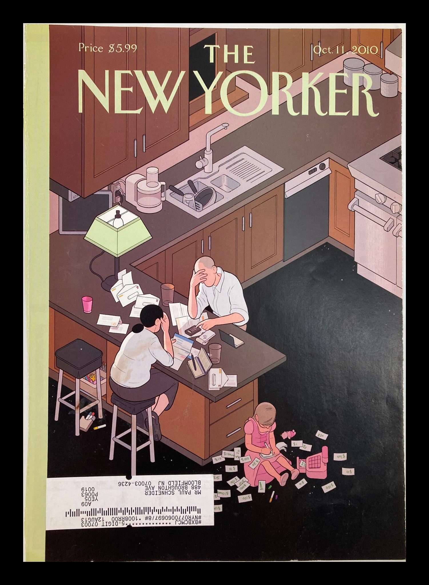 COVER ONLY The New Yorker October 11 2010 Dues and Bills by Chris Ware