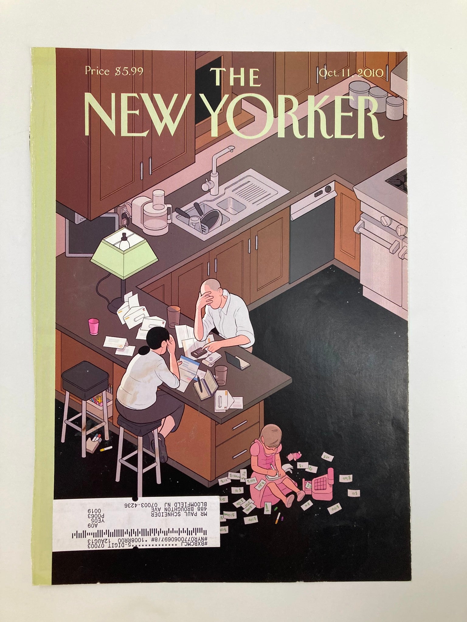 COVER ONLY The New Yorker October 11 2010 Dues and Bills by Chris Ware