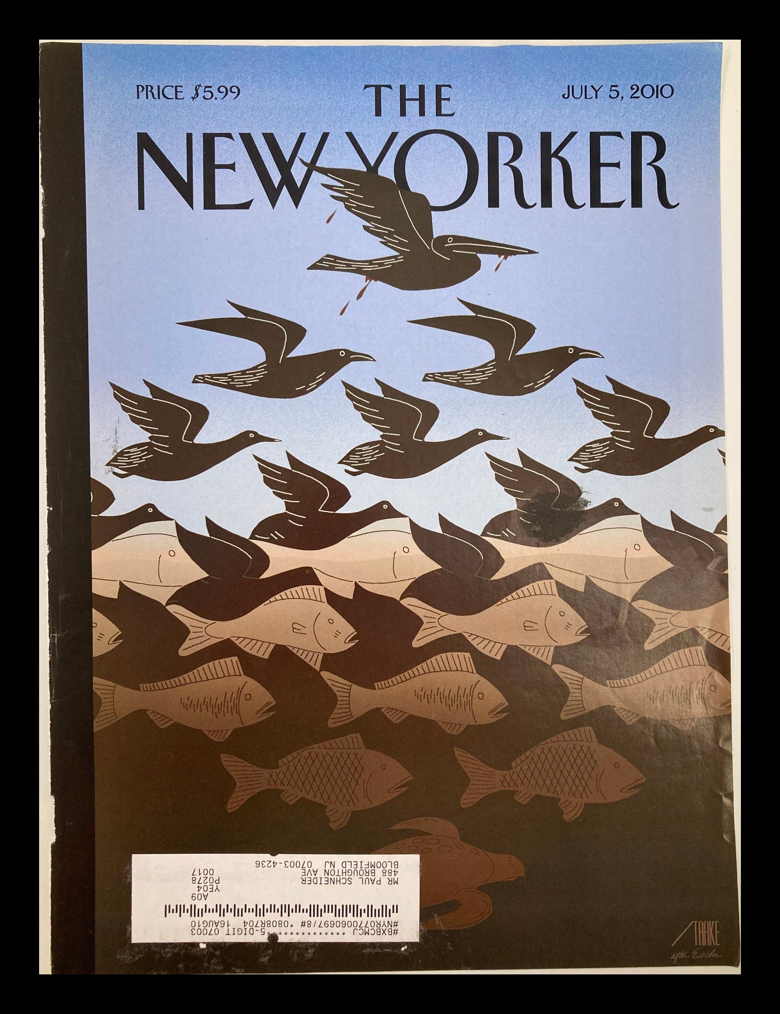 COVER ONLY The New Yorker July 5 2010 Black Birds Oil Catastrophic by Bob Staake