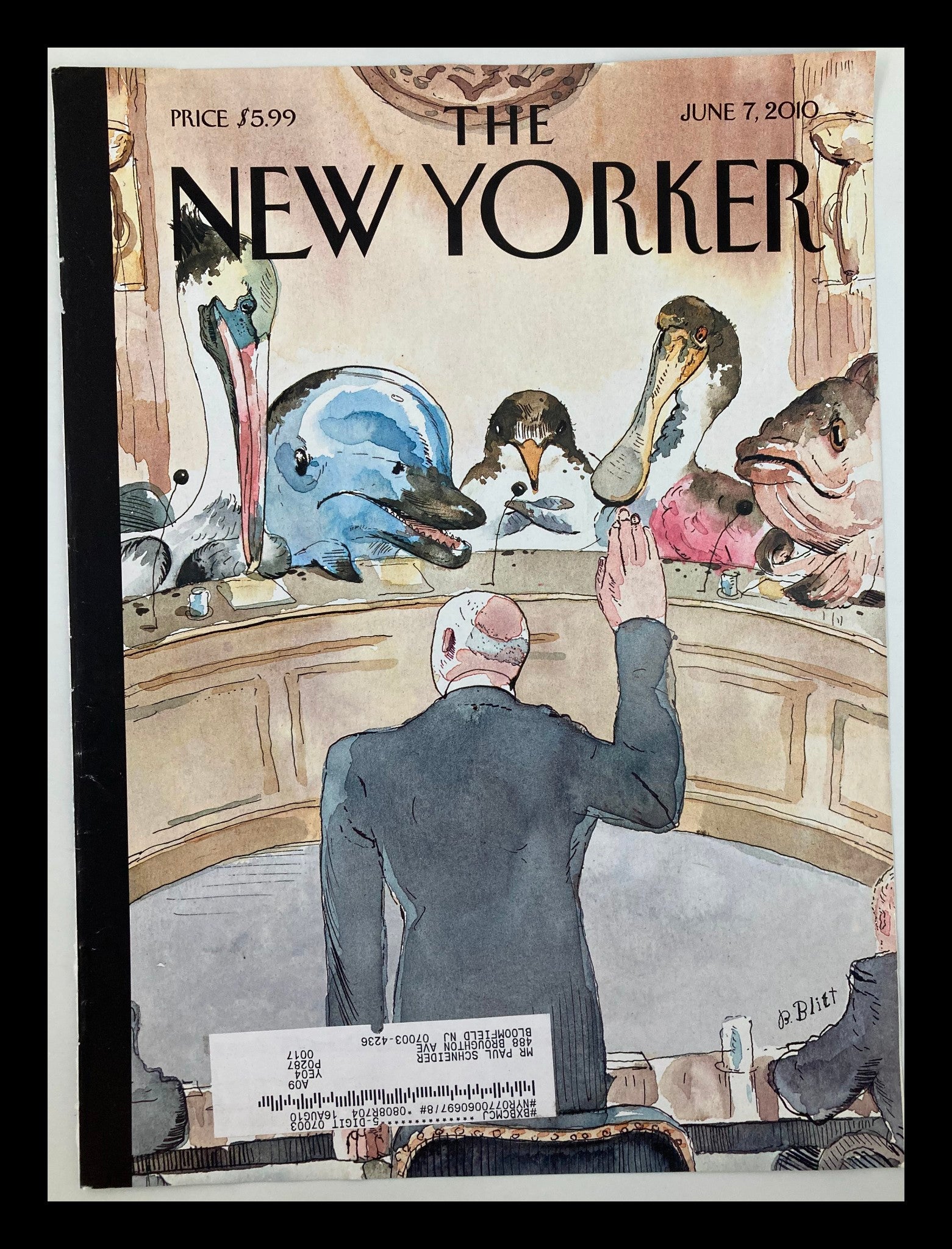 COVER ONLY The New Yorker June 7 2010 Five Weeks Later by Barry Blitt