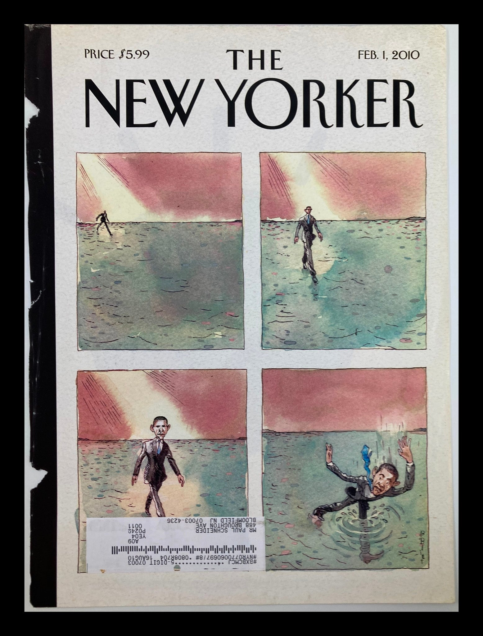 COVER ONLY The New Yorker February 1 2010 First Anniversary by Barry Blitt