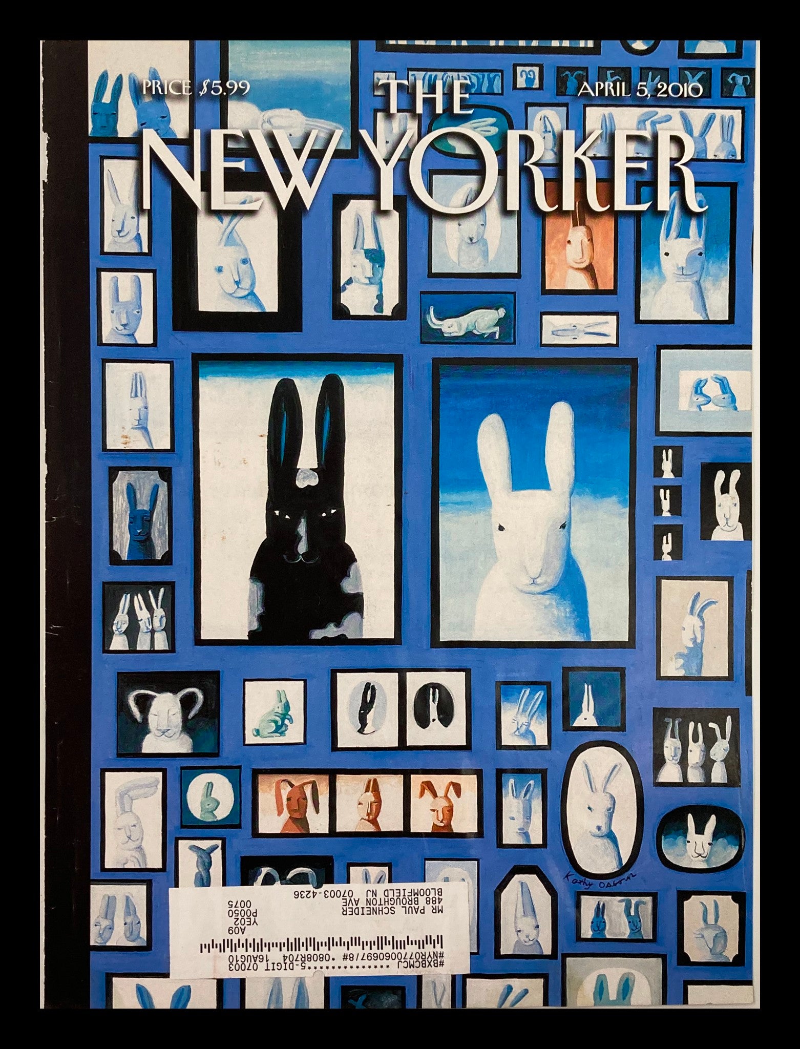 COVER ONLY The New Yorker April 5 2010 The Bunny Family by Kathy Osborne