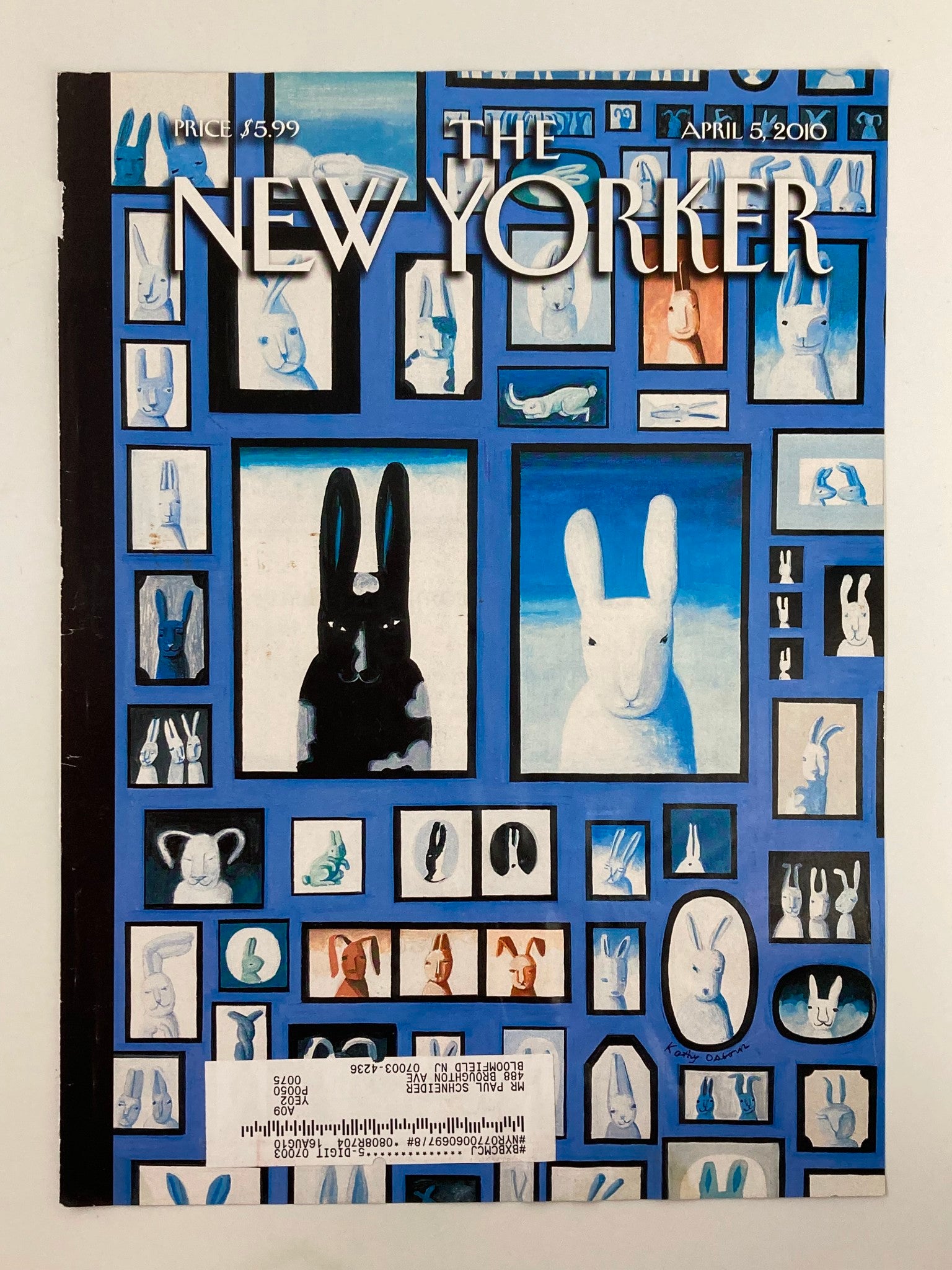 COVER ONLY The New Yorker April 5 2010 The Bunny Family by Kathy Osborne