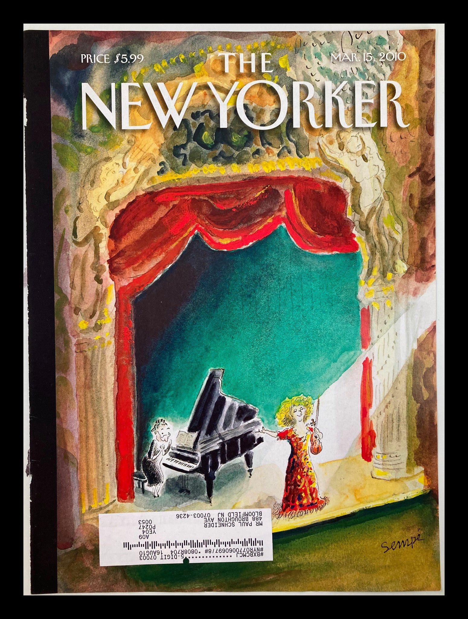 COVER ONLY The New Yorker March 15 2010 In The Spotlight by Jean-Jacques Sempe