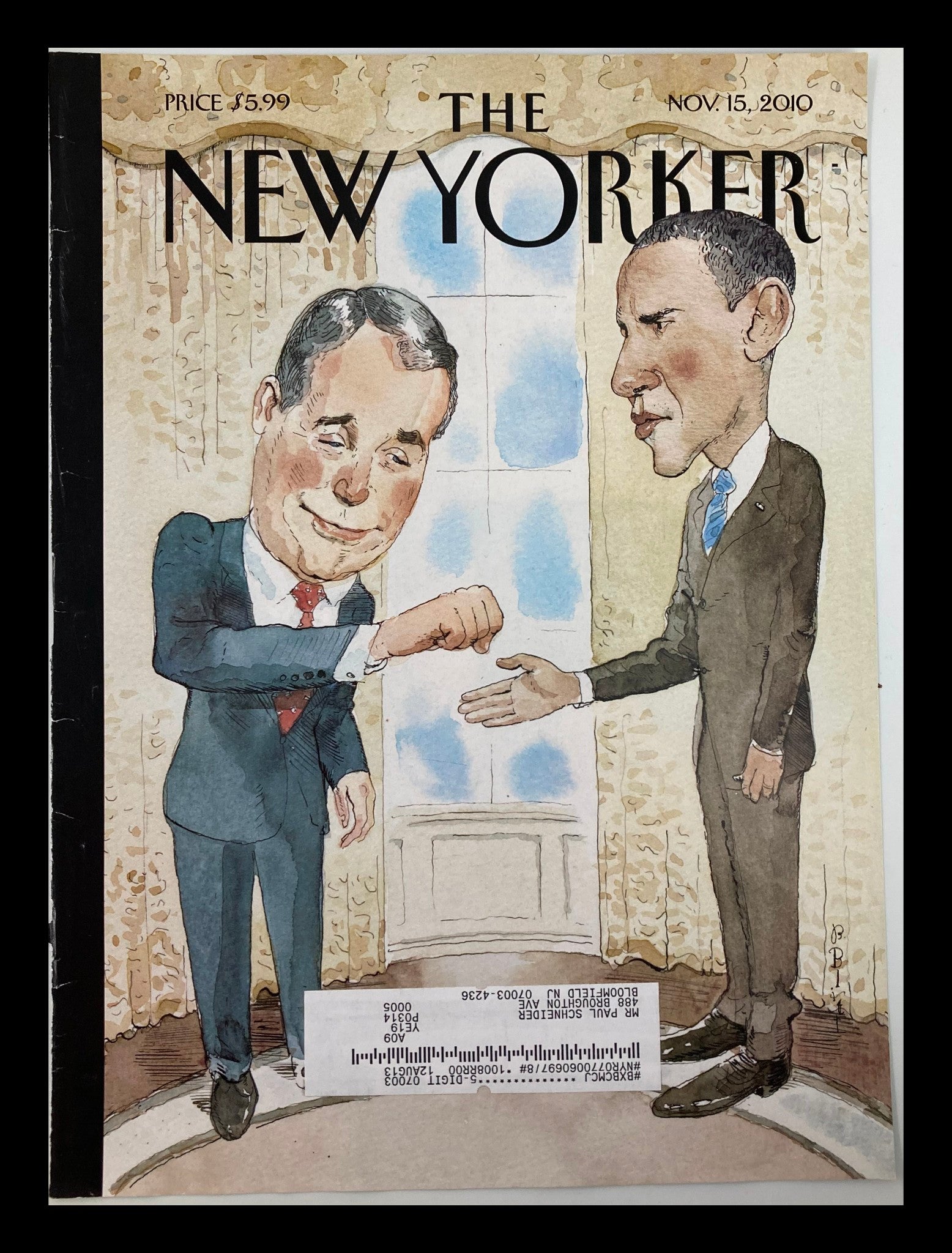 COVER ONLY The New Yorker November 15 2010 Barack Obama, John Boehner by B Blitt