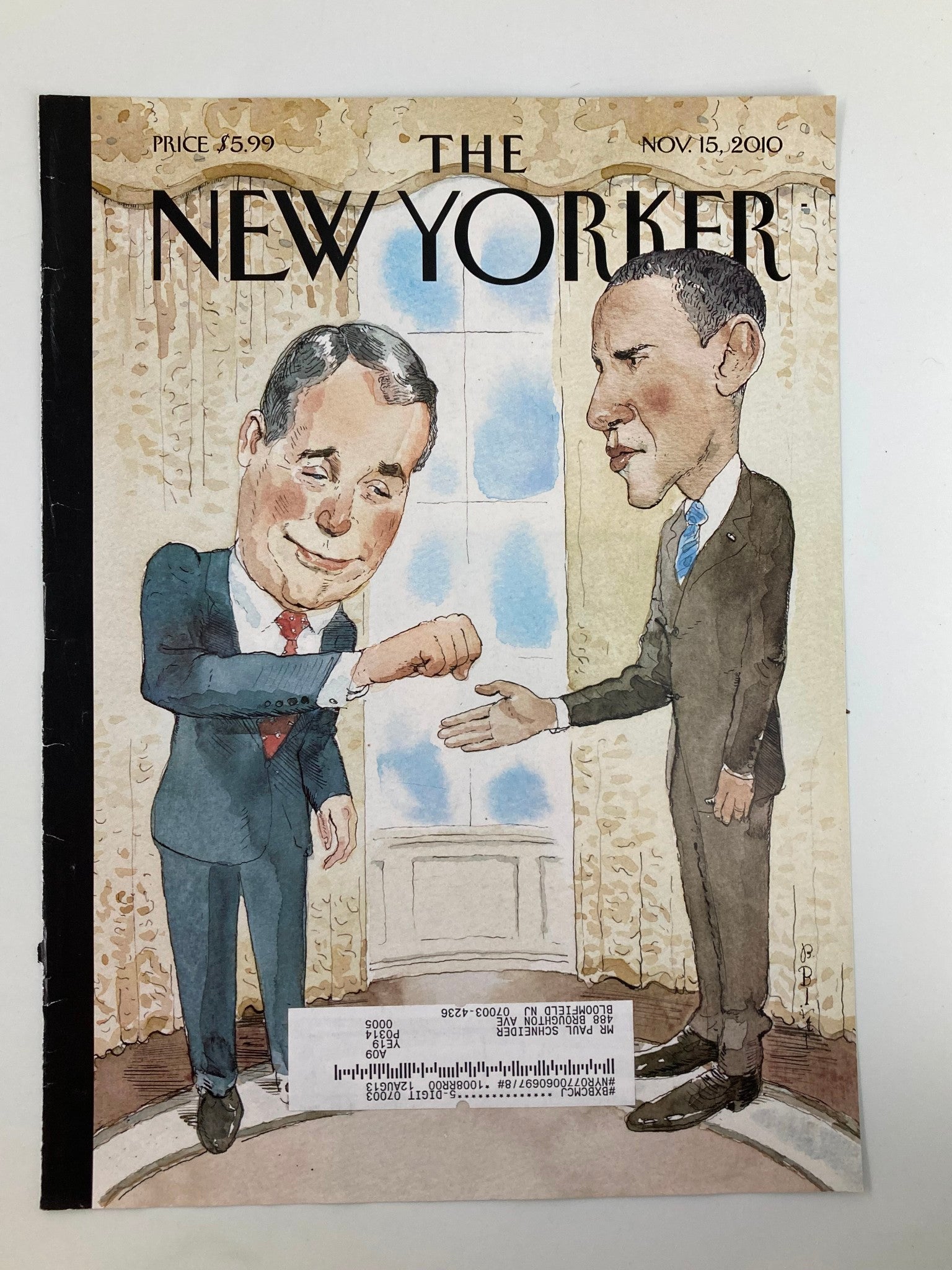 COVER ONLY The New Yorker November 15 2010 Barack Obama, John Boehner by B Blitt