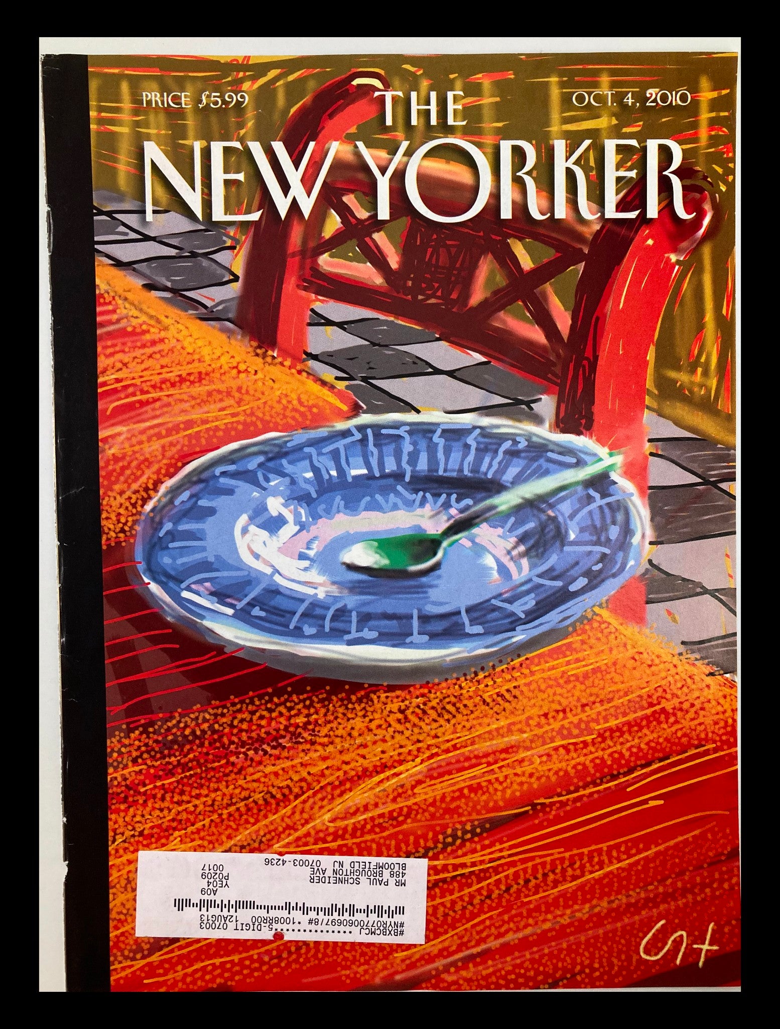 COVER ONLY The New Yorker October 4 2010 The Breakfast Plate by David Hockney