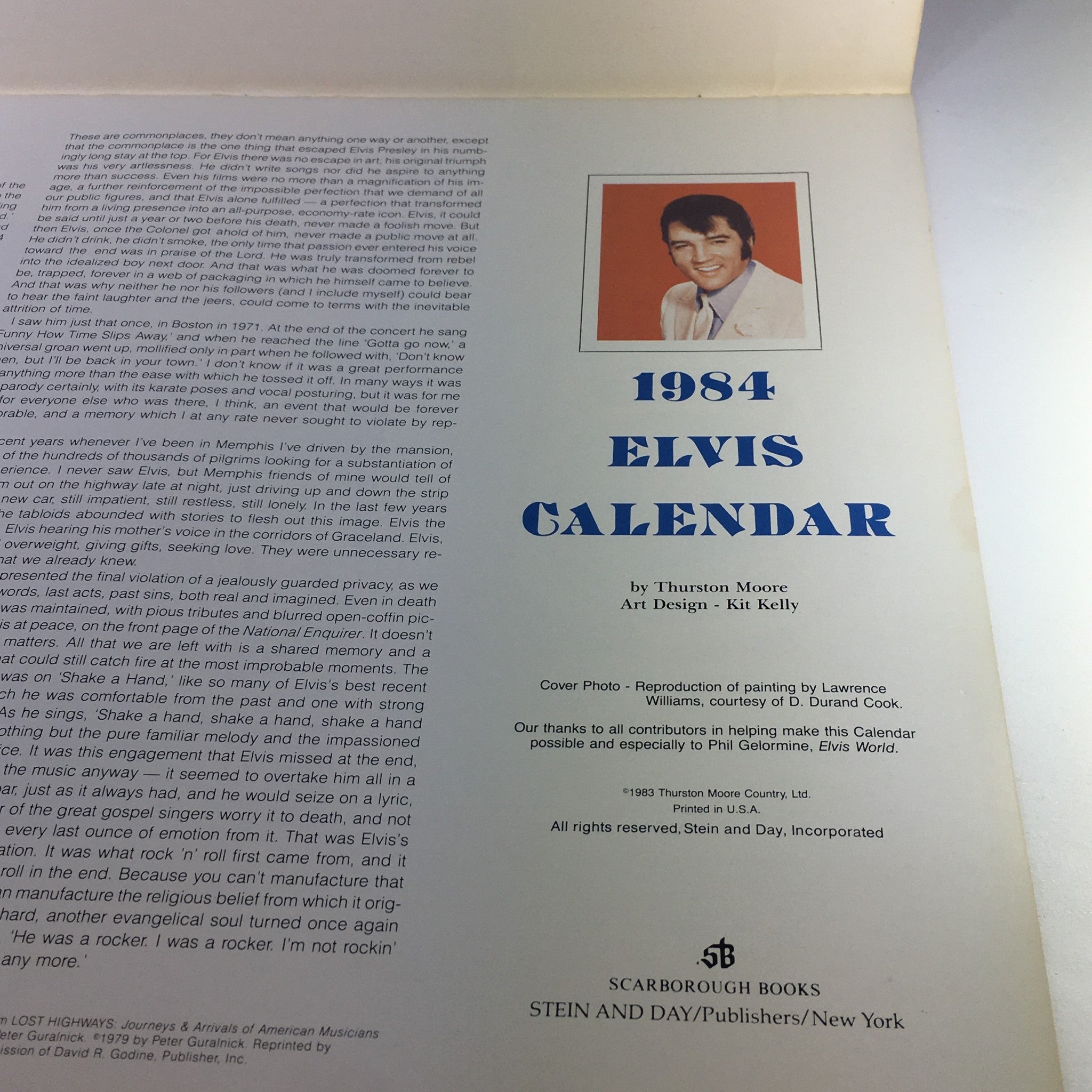 VTG 1984 Elvis Presley's Love Me Tender & Birthplace Graceland Photo Calendar