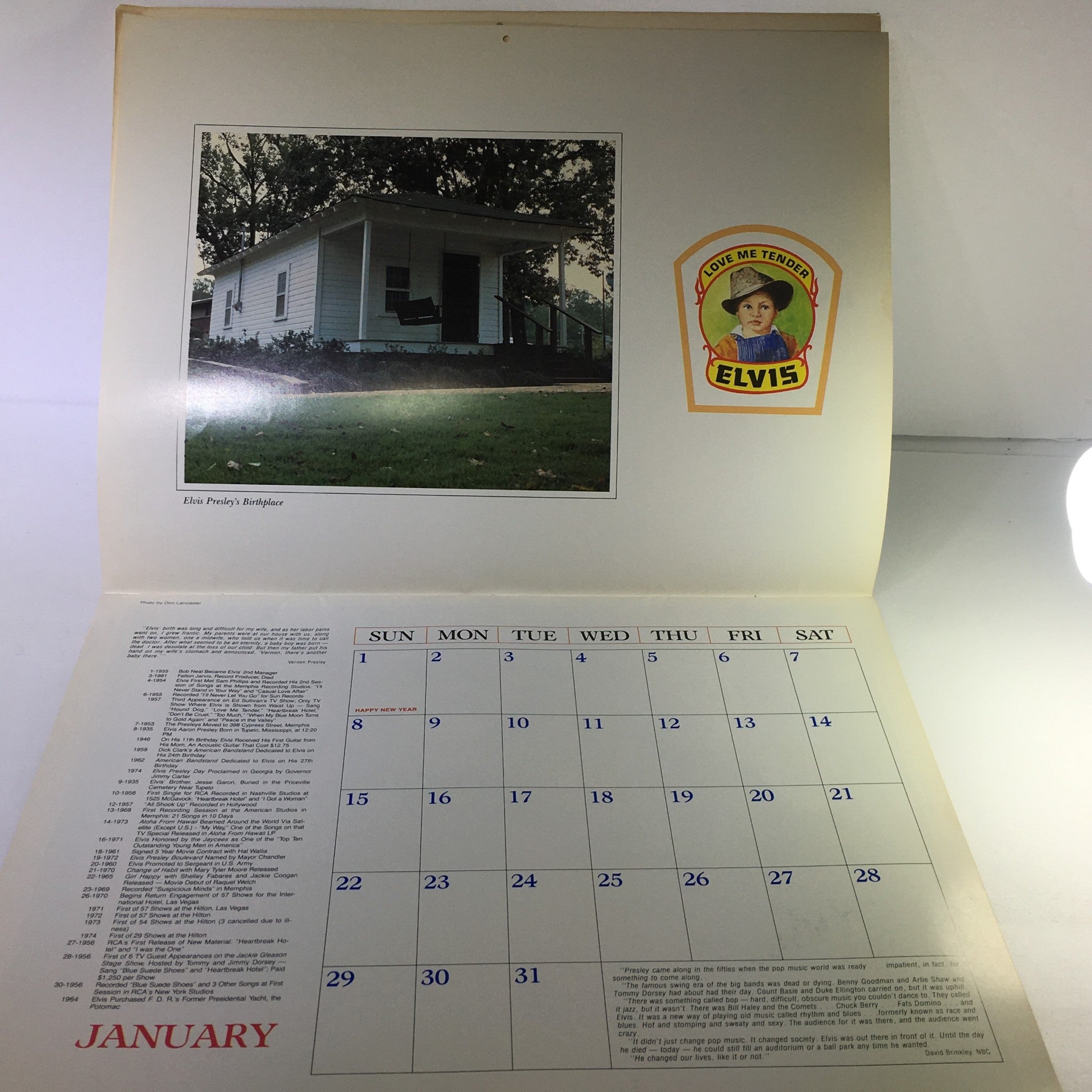 VTG 1984 Elvis Presley's Love Me Tender & Birthplace Graceland Photo Calendar