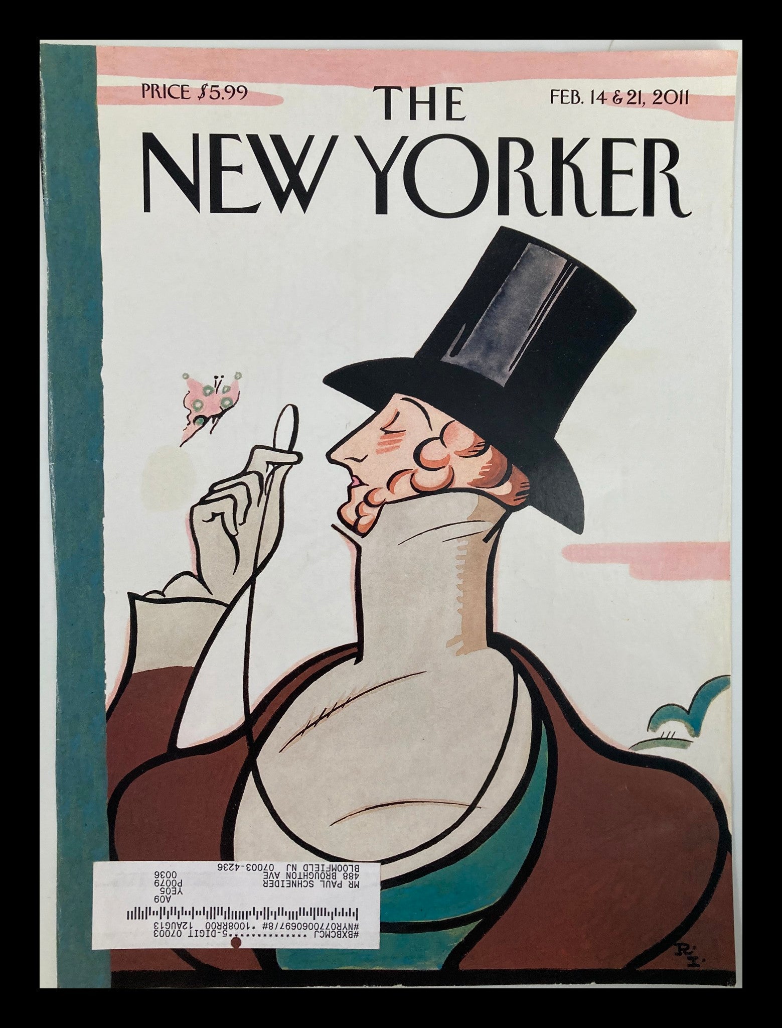 COVER ONLY The New Yorker February 14 & 21 2011 Eustace Tilley by Rea Irvin