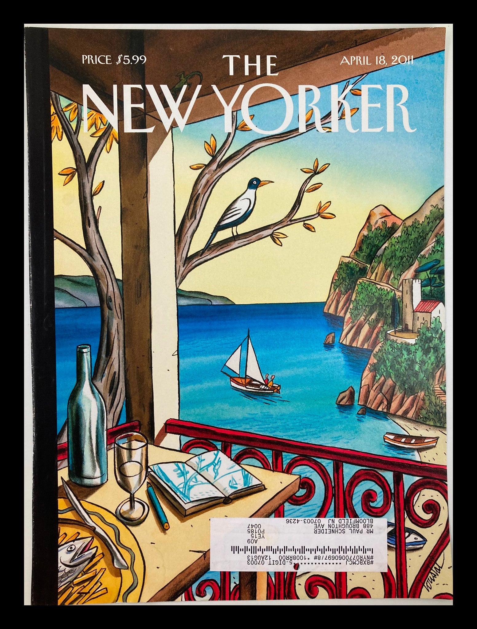 COVER ONLY The New Yorker April 18 2011 Cruise Solitude by Jacques de Loustal