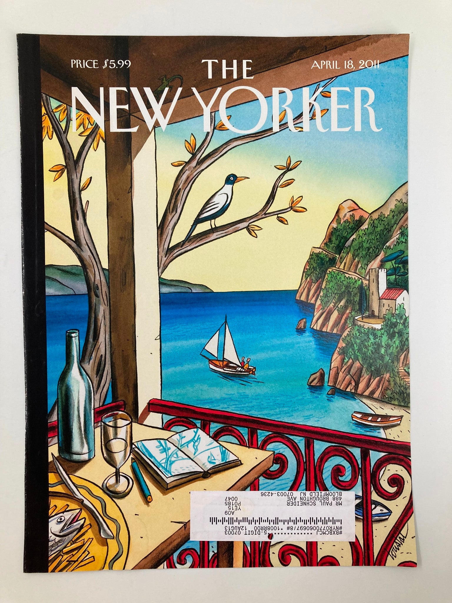 COVER ONLY The New Yorker April 18 2011 Cruise Solitude by Jacques de Loustal