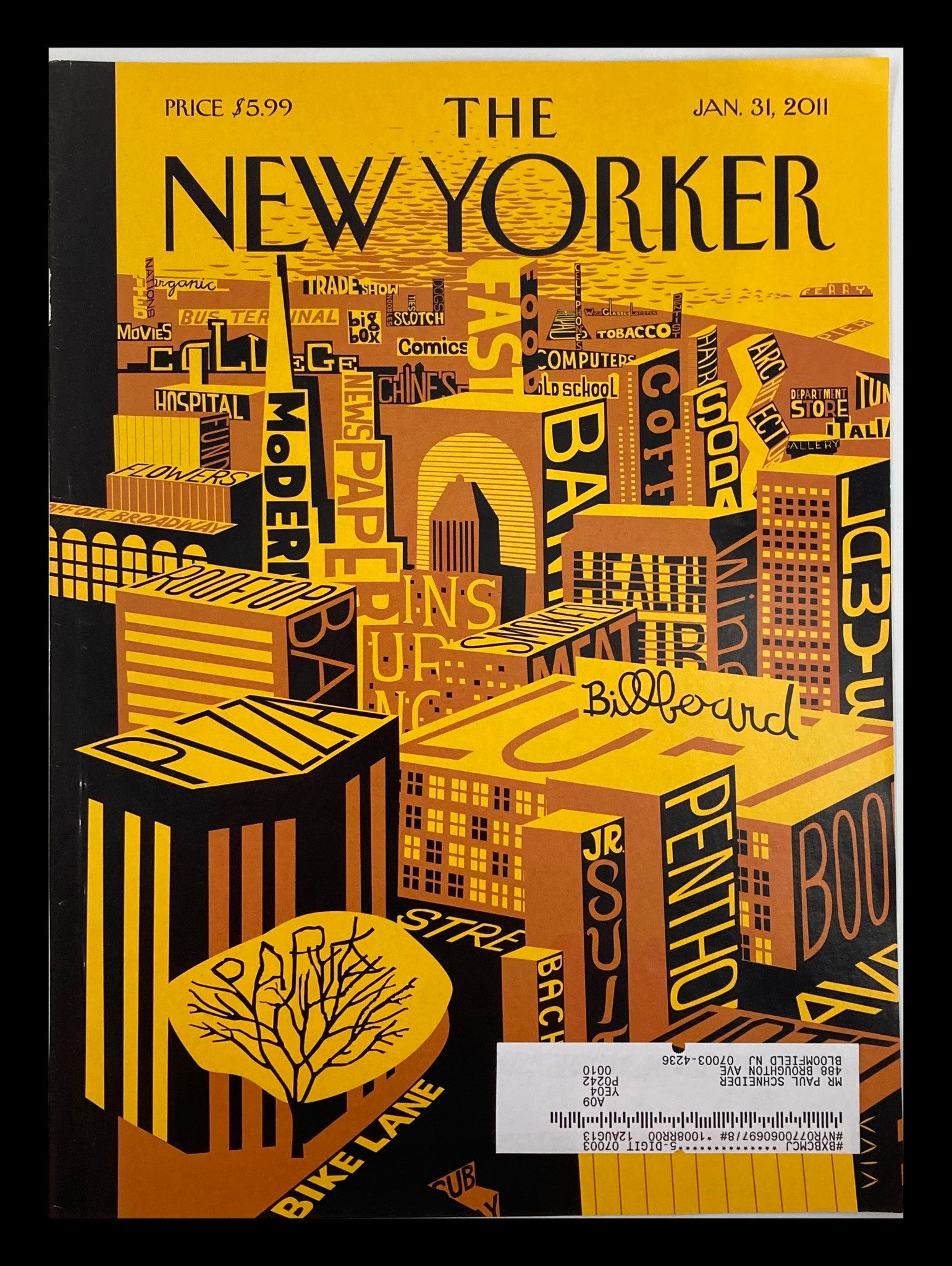 COVER ONLY The New Yorker January 31 2011 Mental Landscape by Frank Viva