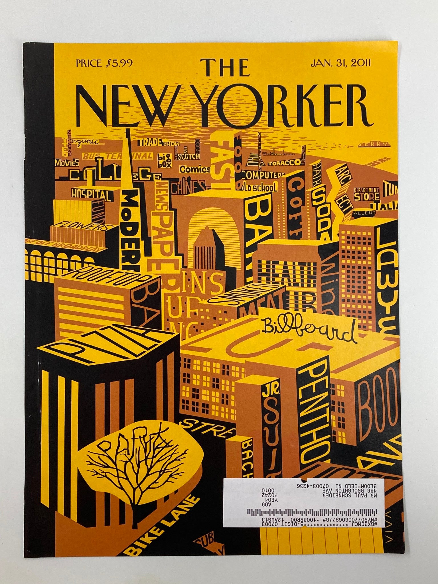 COVER ONLY The New Yorker January 31 2011 Mental Landscape by Frank Viva