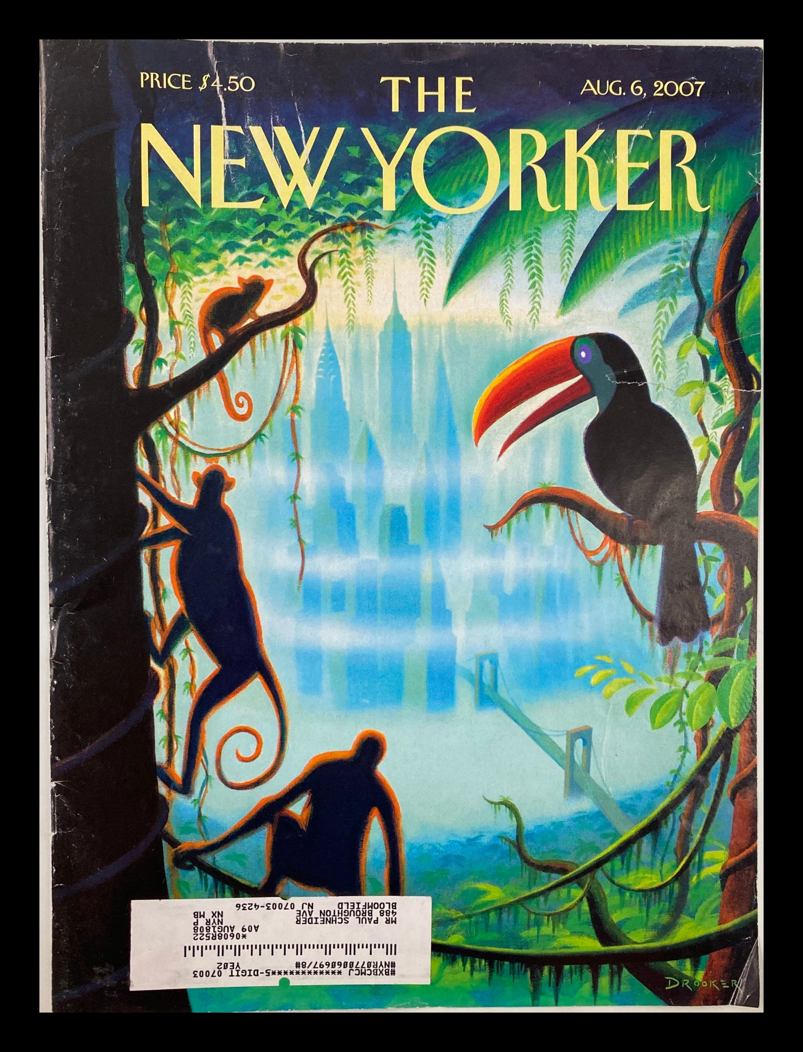 COVER ONLY The New Yorker August 6 2007 Urban Jungle by Eric Drooker