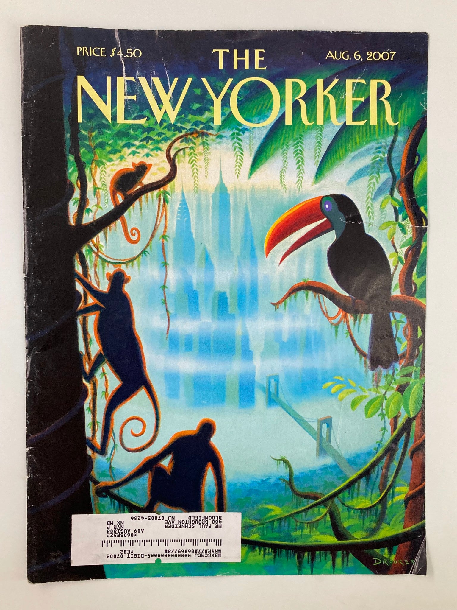 COVER ONLY The New Yorker August 6 2007 Urban Jungle by Eric Drooker