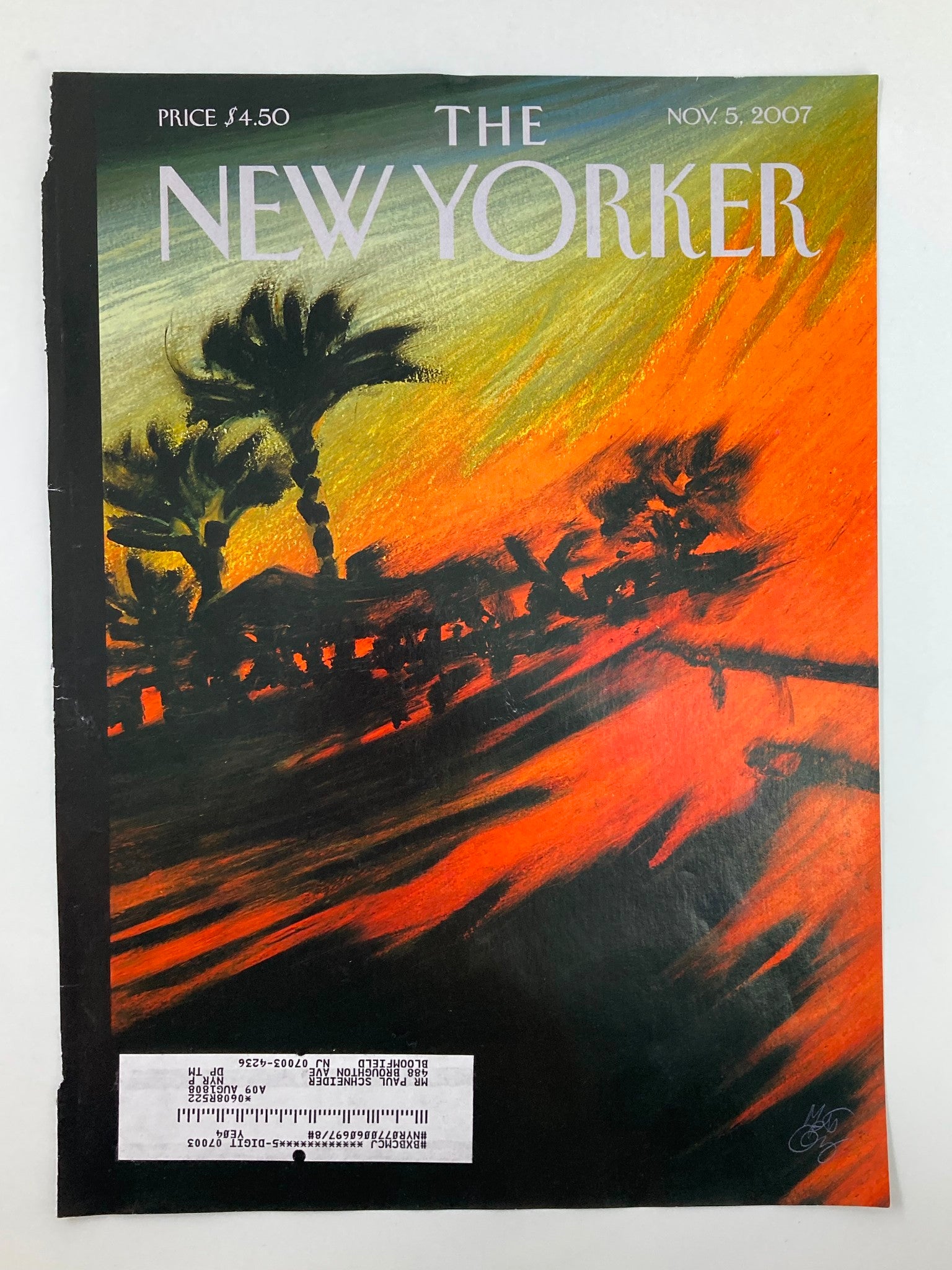 COVER ONLY The New Yorker November 5 2007 Wild Fires by Lorenzo Mattotti