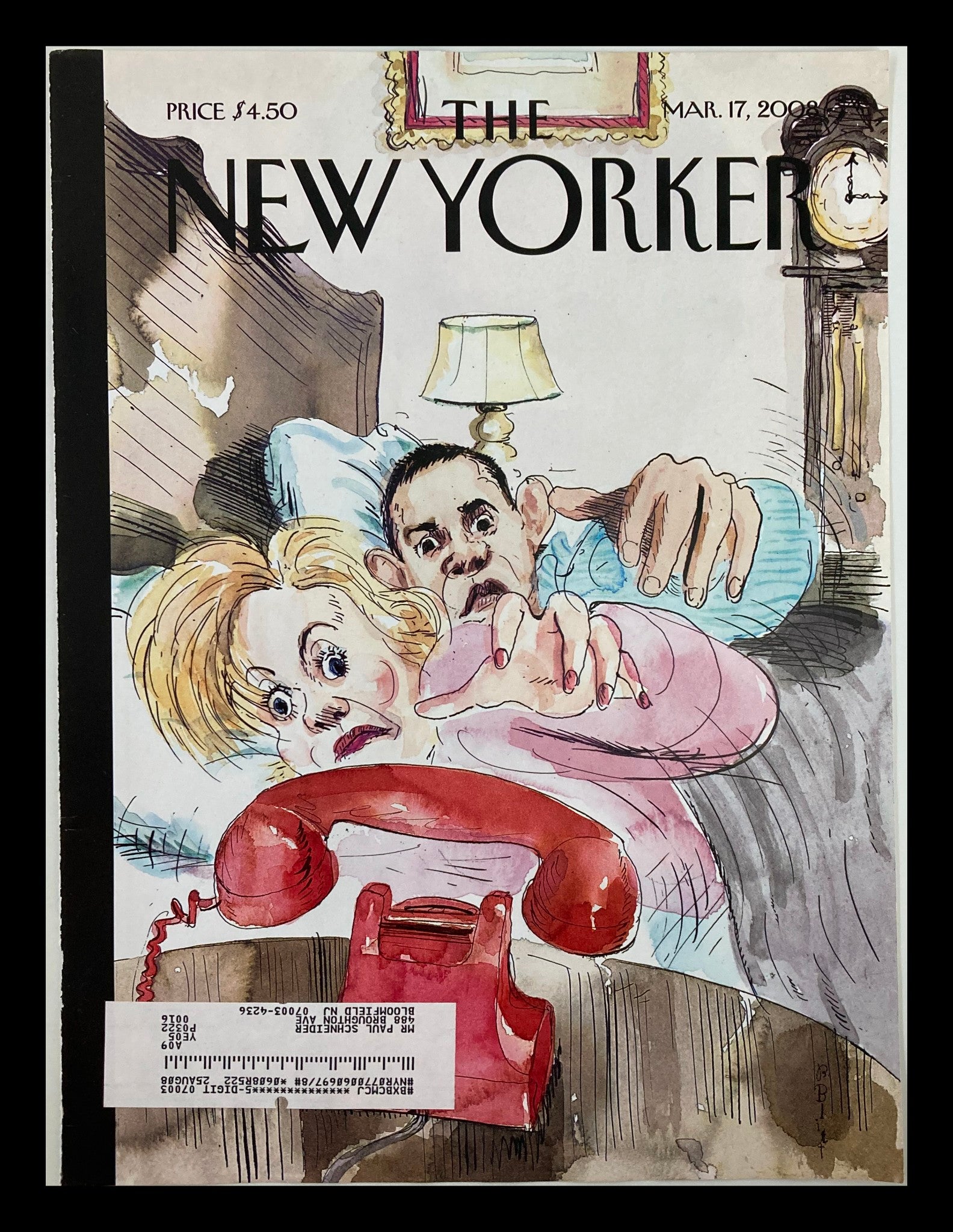 COVER ONLY The New Yorker March 17 2008 I'll Get It by Barry Blitt