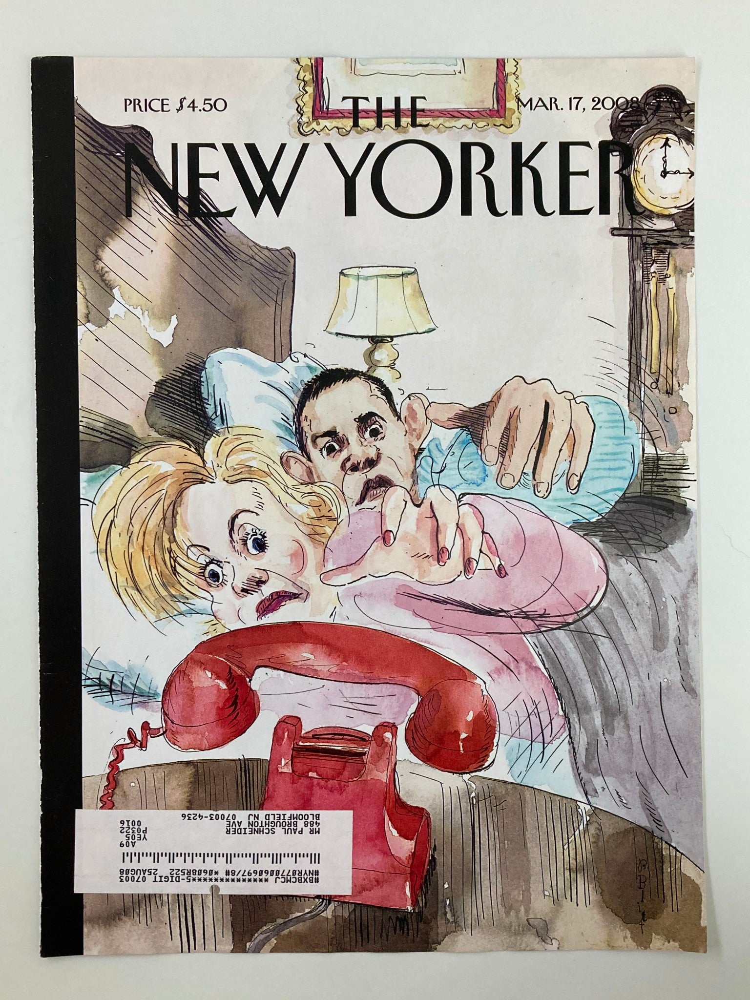 COVER ONLY The New Yorker March 17 2008 I'll Get It by Barry Blitt