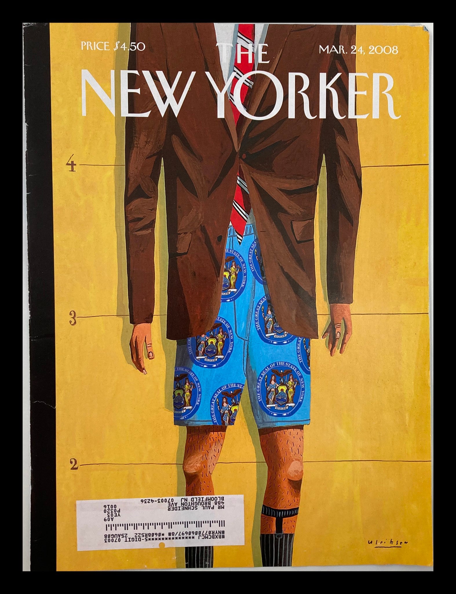 COVER ONLY The New Yorker March 24 2008 The Emperor's New Clothes Mark Ulriksen