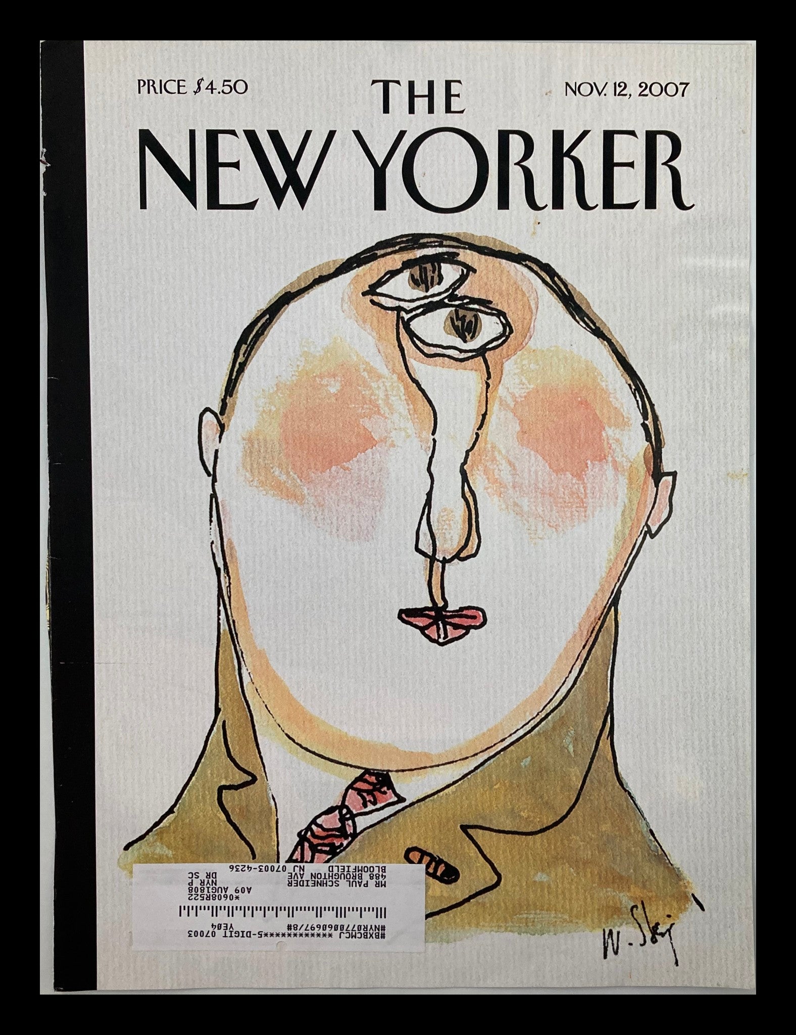 COVER ONLY The New Yorker November 12 2007 The Face by William Steig