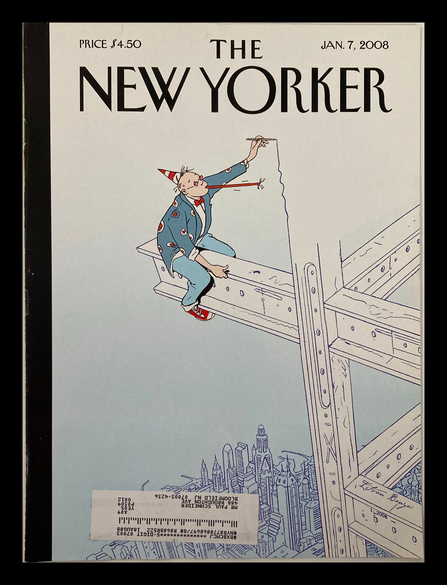 COVER ONLY The New Yorker January 7 2008 On The Edge by Istvan Banyai