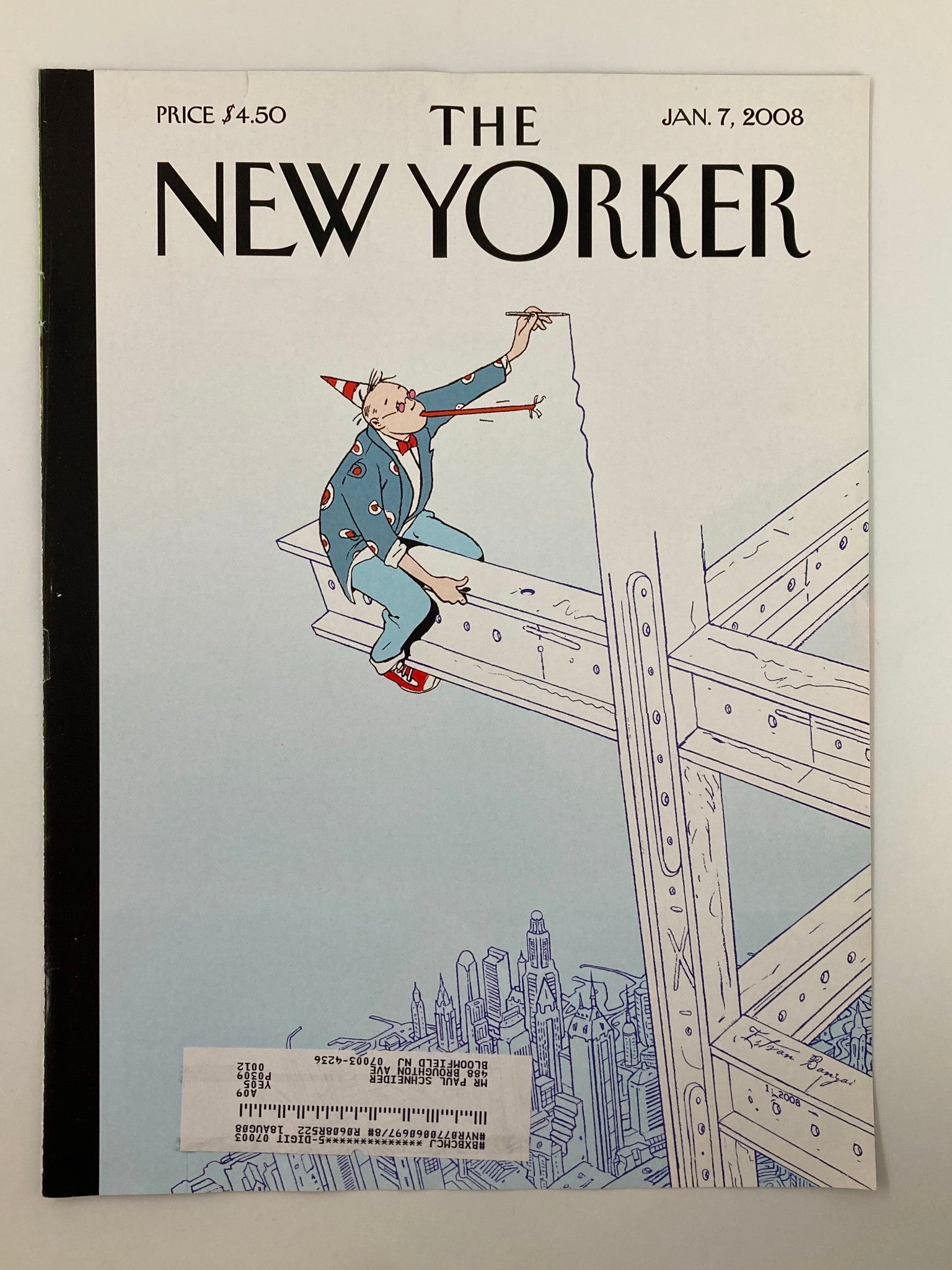 COVER ONLY The New Yorker January 7 2008 On The Edge by Istvan Banyai