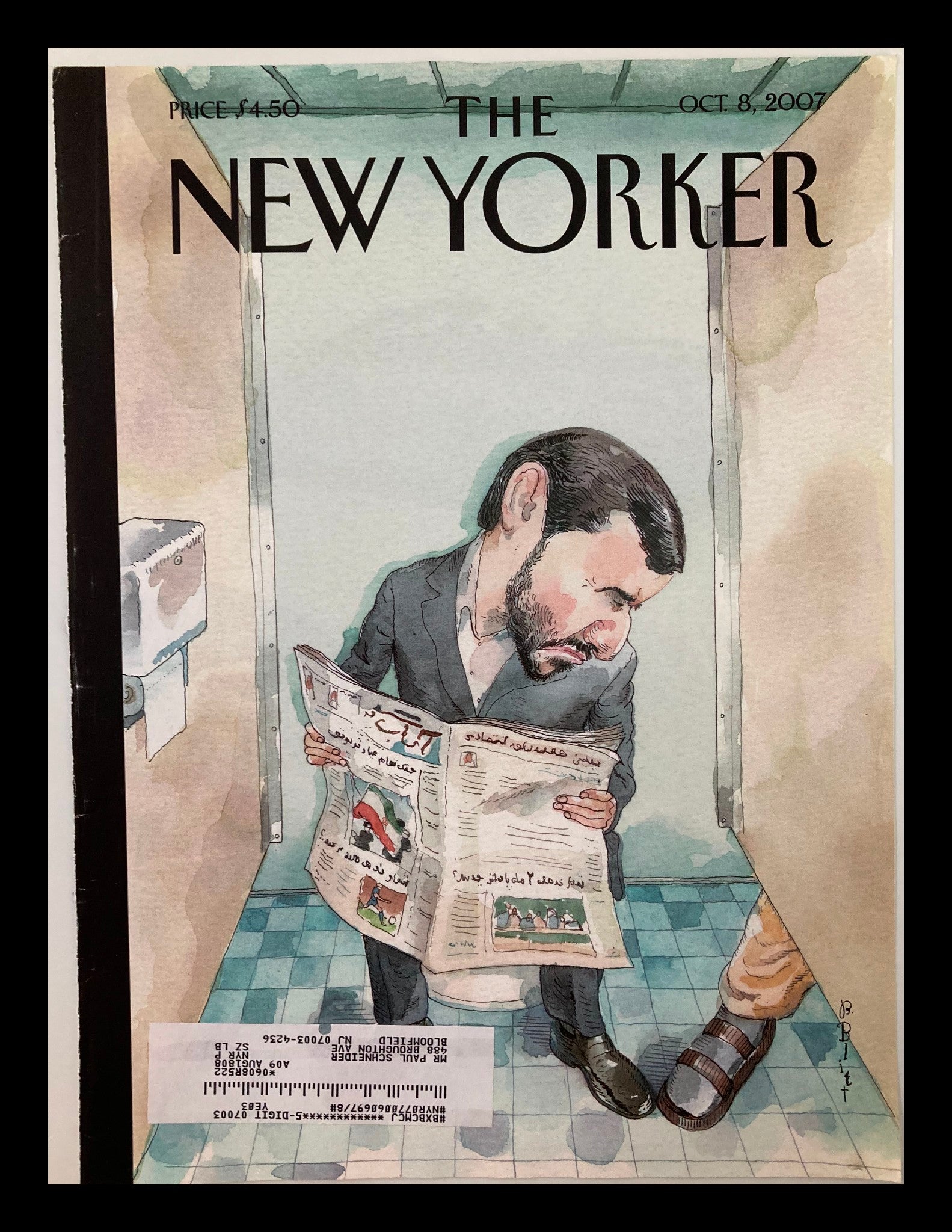 COVER ONLY The New Yorker October 8 2007 arrow Stance by Barry Blitt