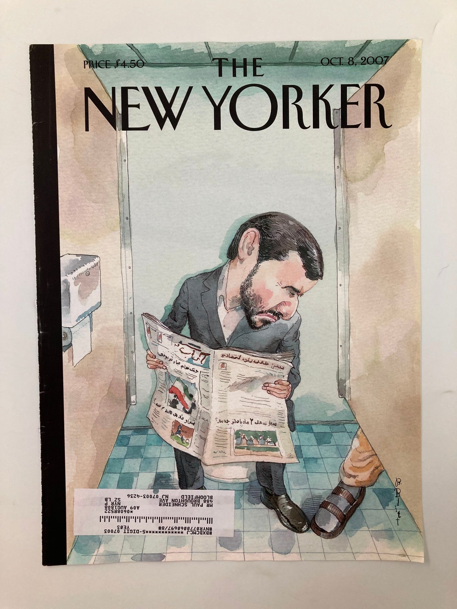 COVER ONLY The New Yorker October 8 2007 arrow Stance by Barry Blitt