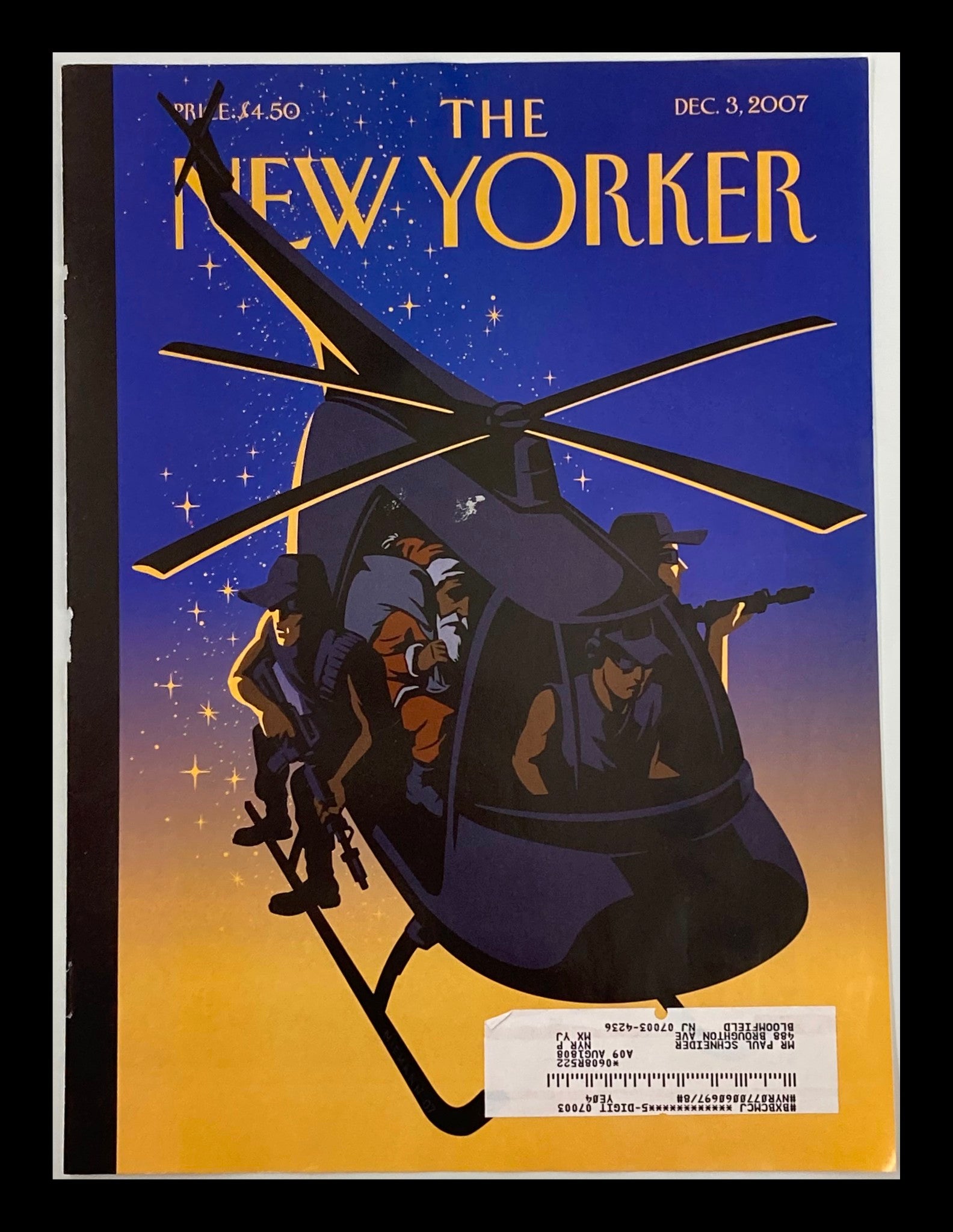 COVER ONLY The New Yorker December 3 2007 Violent Night by Christoph Niemann