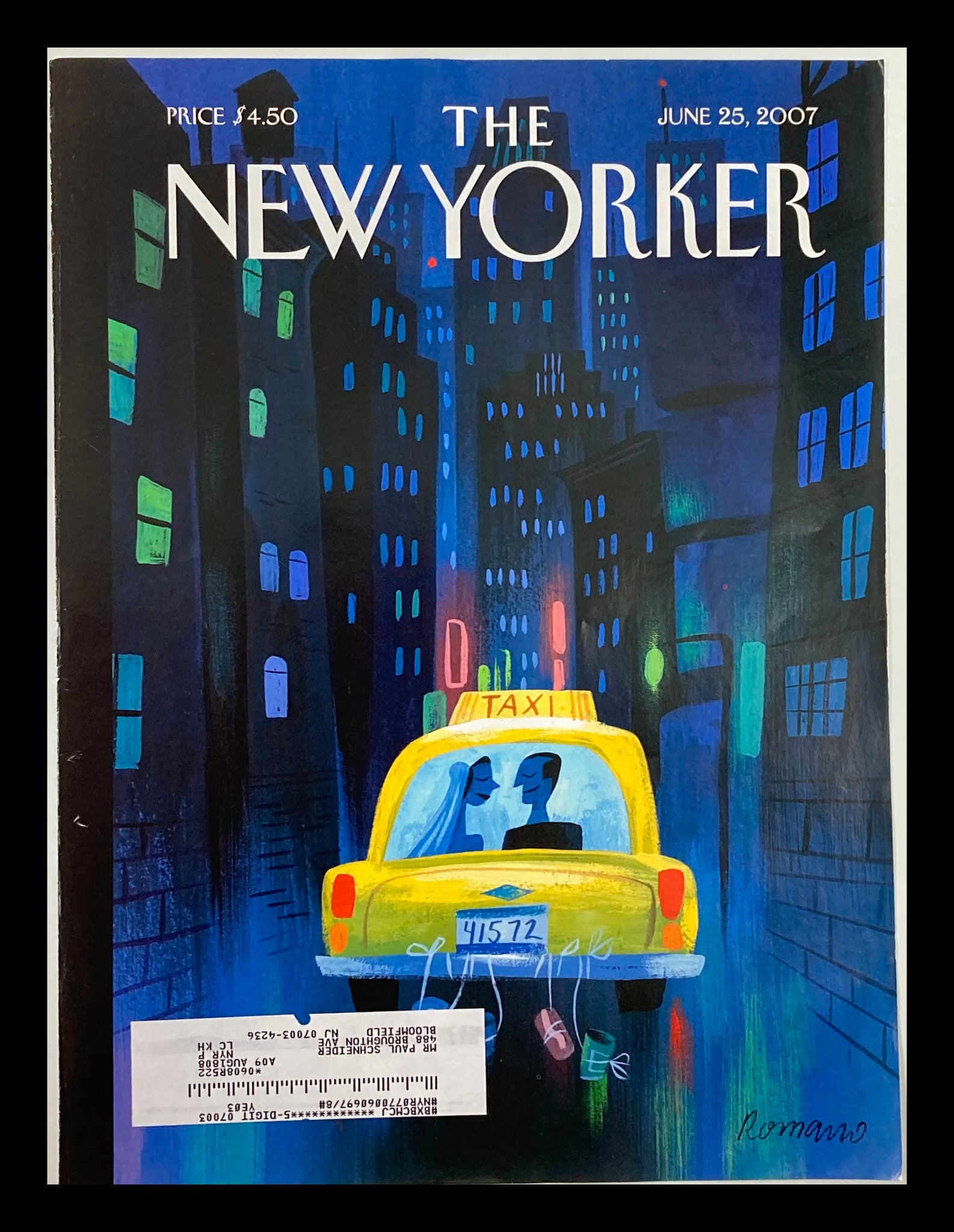 COVER ONLY The New Yorker June 25 2007 Just Married by Lou Romano