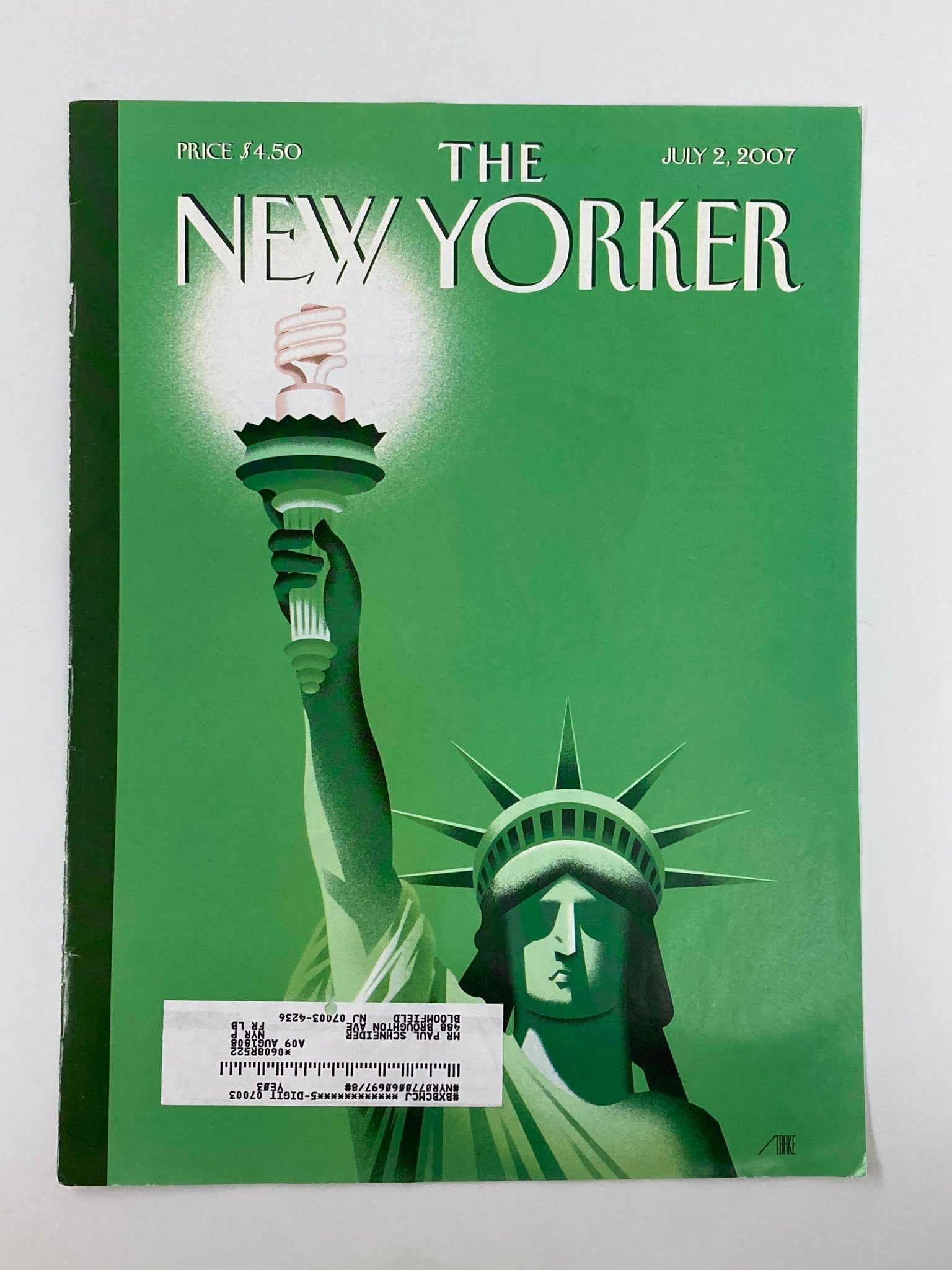 COVER ONLY The New Yorker July 2 2007 Light of Liberty by Bob Staake