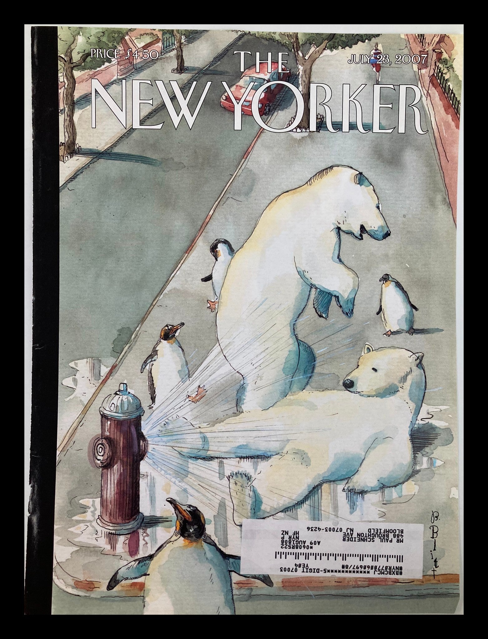 COVER ONLY The New Yorker July 23 2007 Cooling Off by Barry Blitt