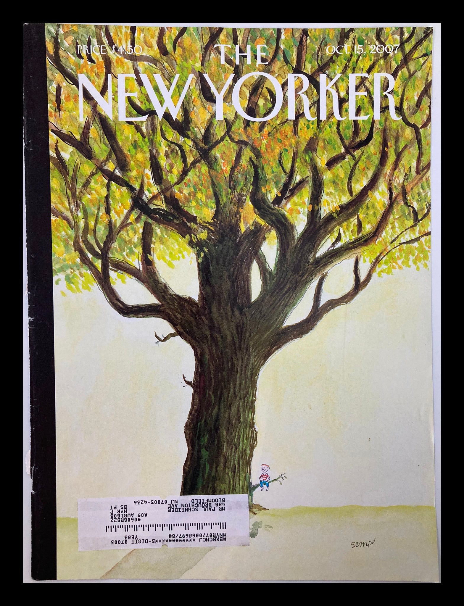 COVER ONLY The New Yorker October 15 2007 Higher Still by Jean-Jacques Sempé