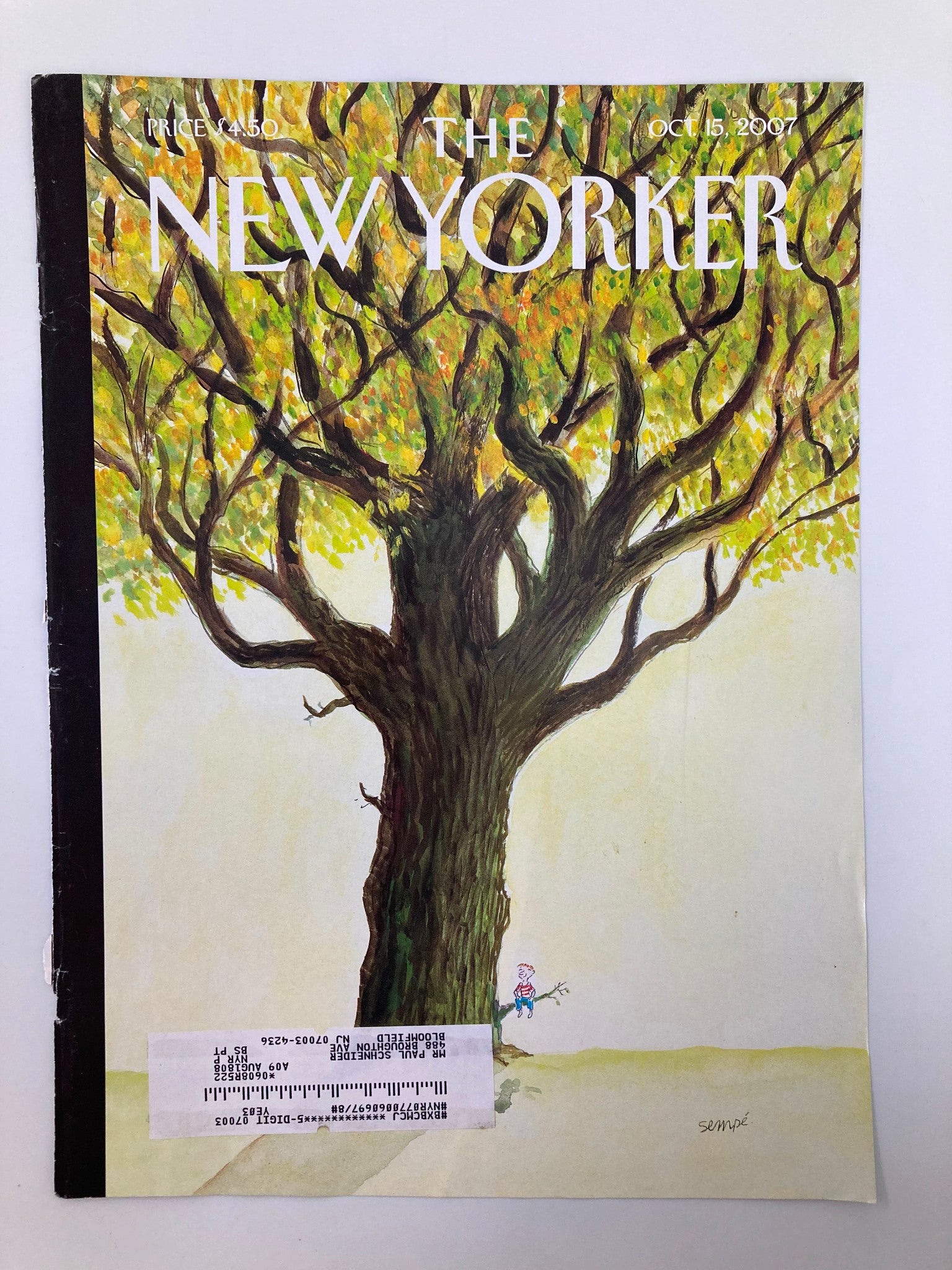 COVER ONLY The New Yorker October 15 2007 Higher Still by Jean-Jacques Sempé