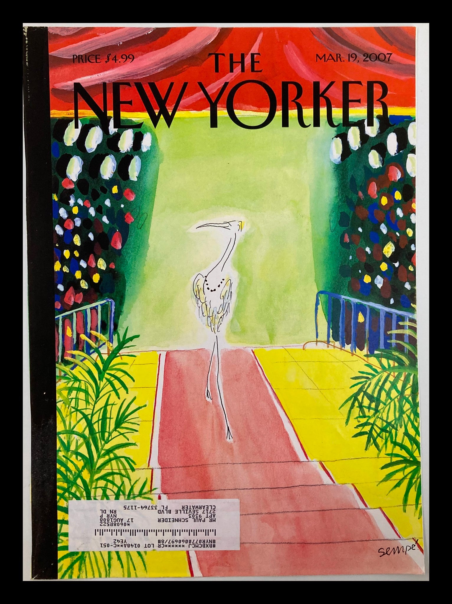 COVER ONLY The New Yorker March 19 2007 Strutting Down the Catwalk by J.J. Sempe