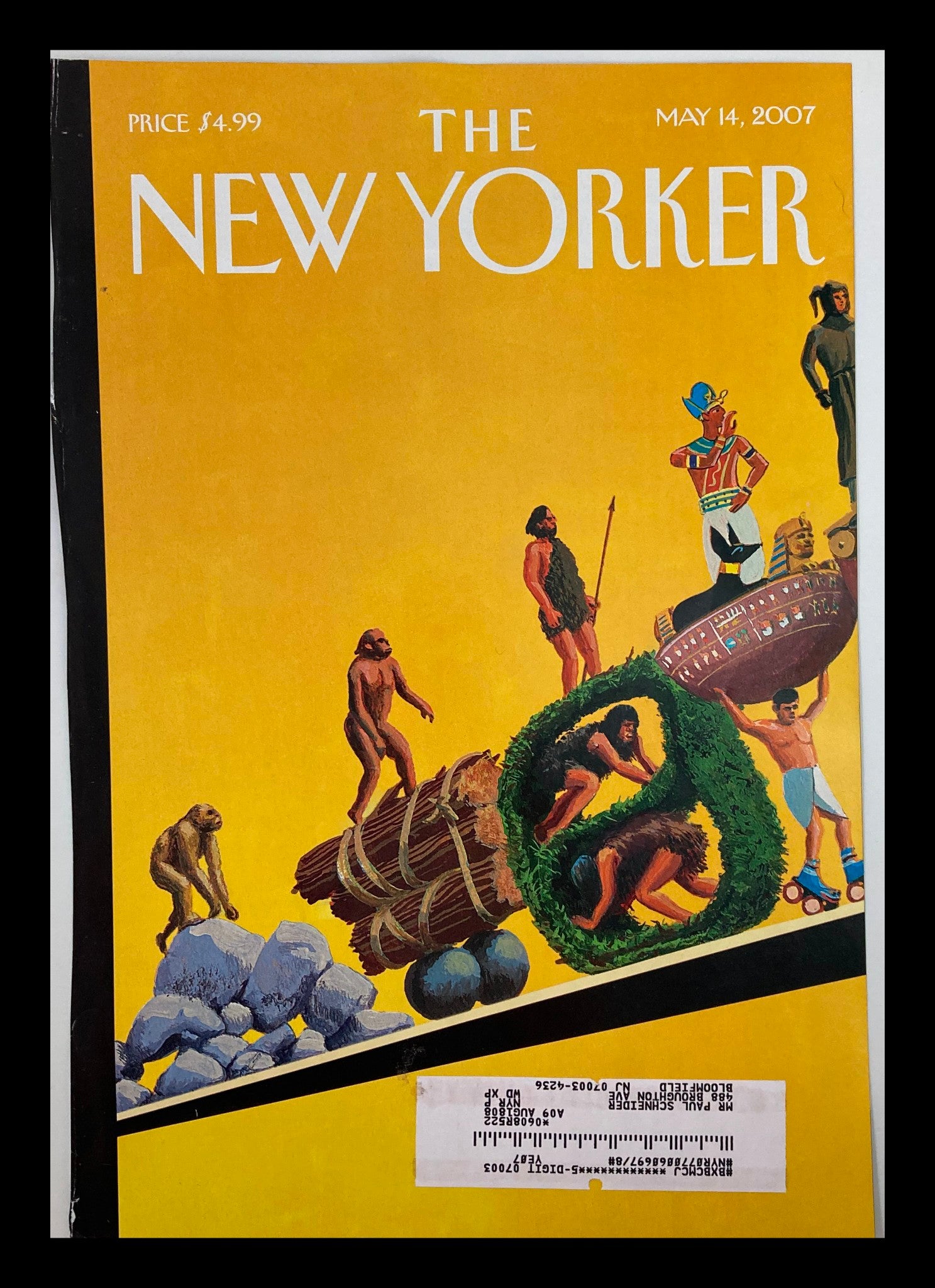 COVER ONLY The New Yorker May 14 2007 The Ascent of Man by Bruce McCall