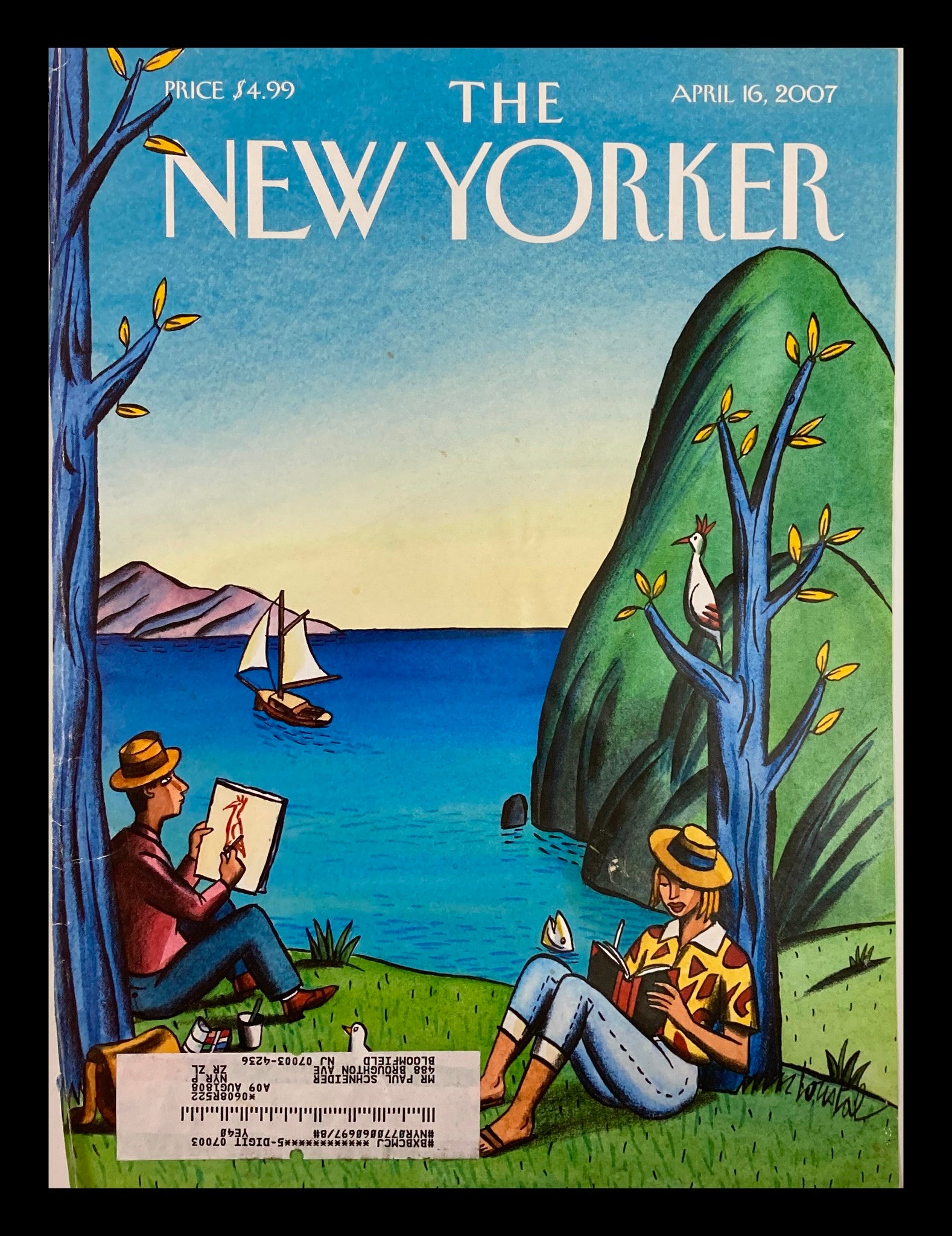 COVER ONLY The New Yorker April 16 2007 Rare Birds by Jacques de Loustal