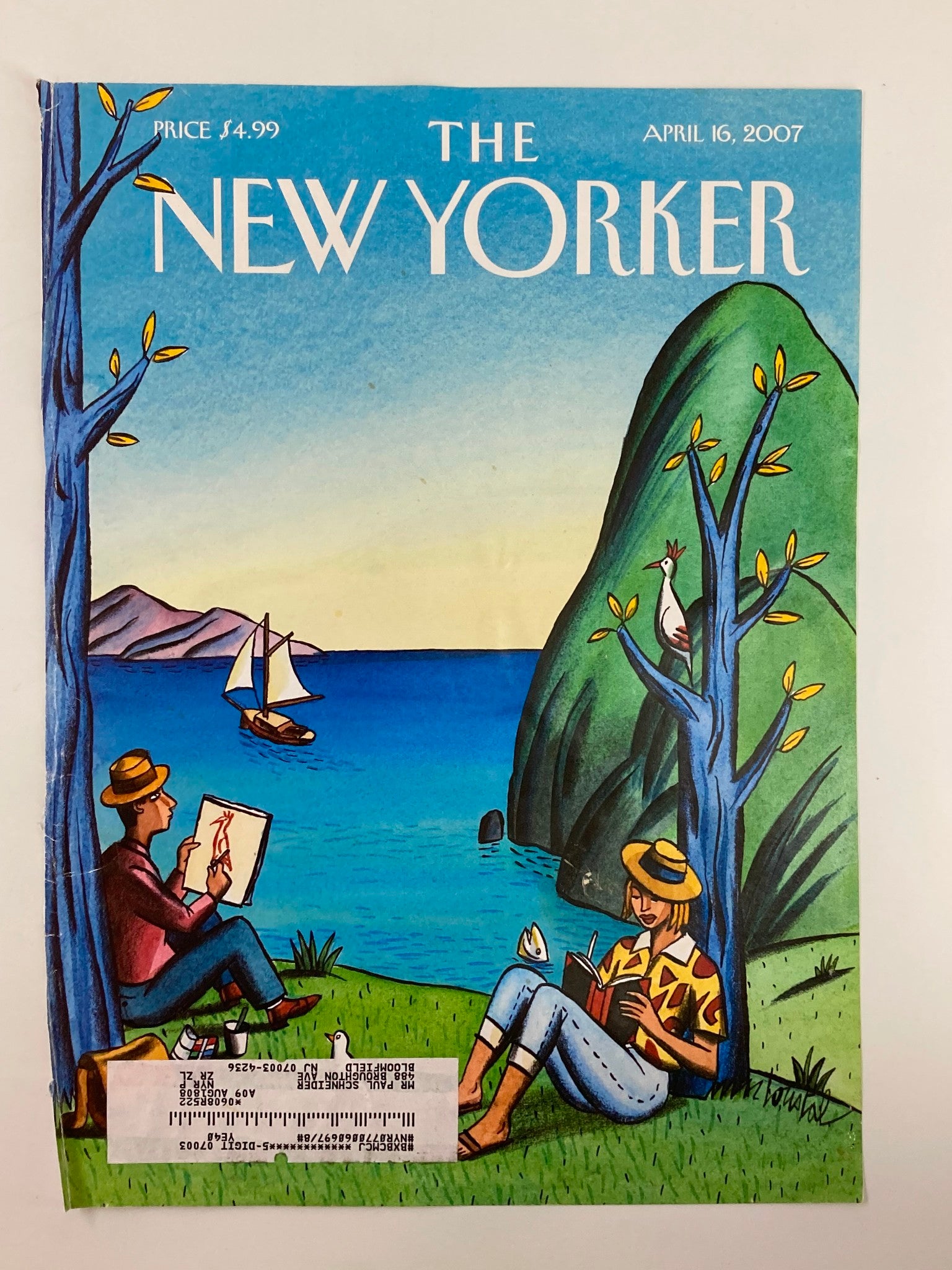 COVER ONLY The New Yorker April 16 2007 Rare Birds by Jacques de Loustal