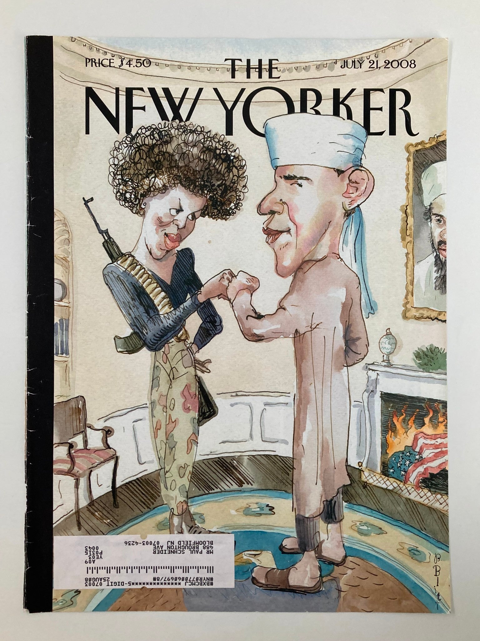 COVER ONLY The New Yorker July 21 2008 Michelle and Barack Obama by Barry Blitt