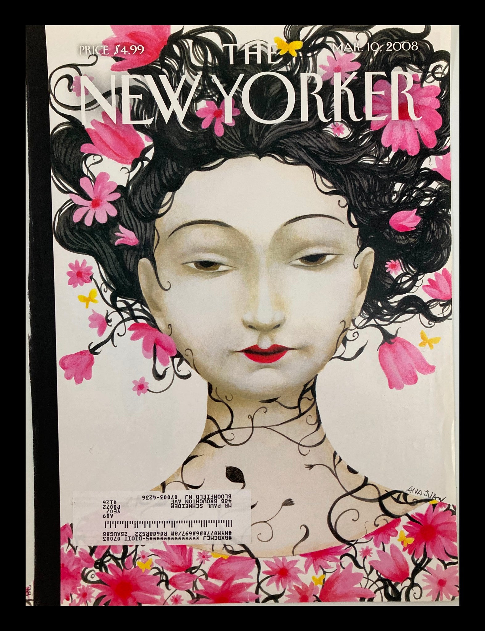 COVER ONLY The New Yorker March 10 2008 Theme Cover Blossoms by Ana Juan