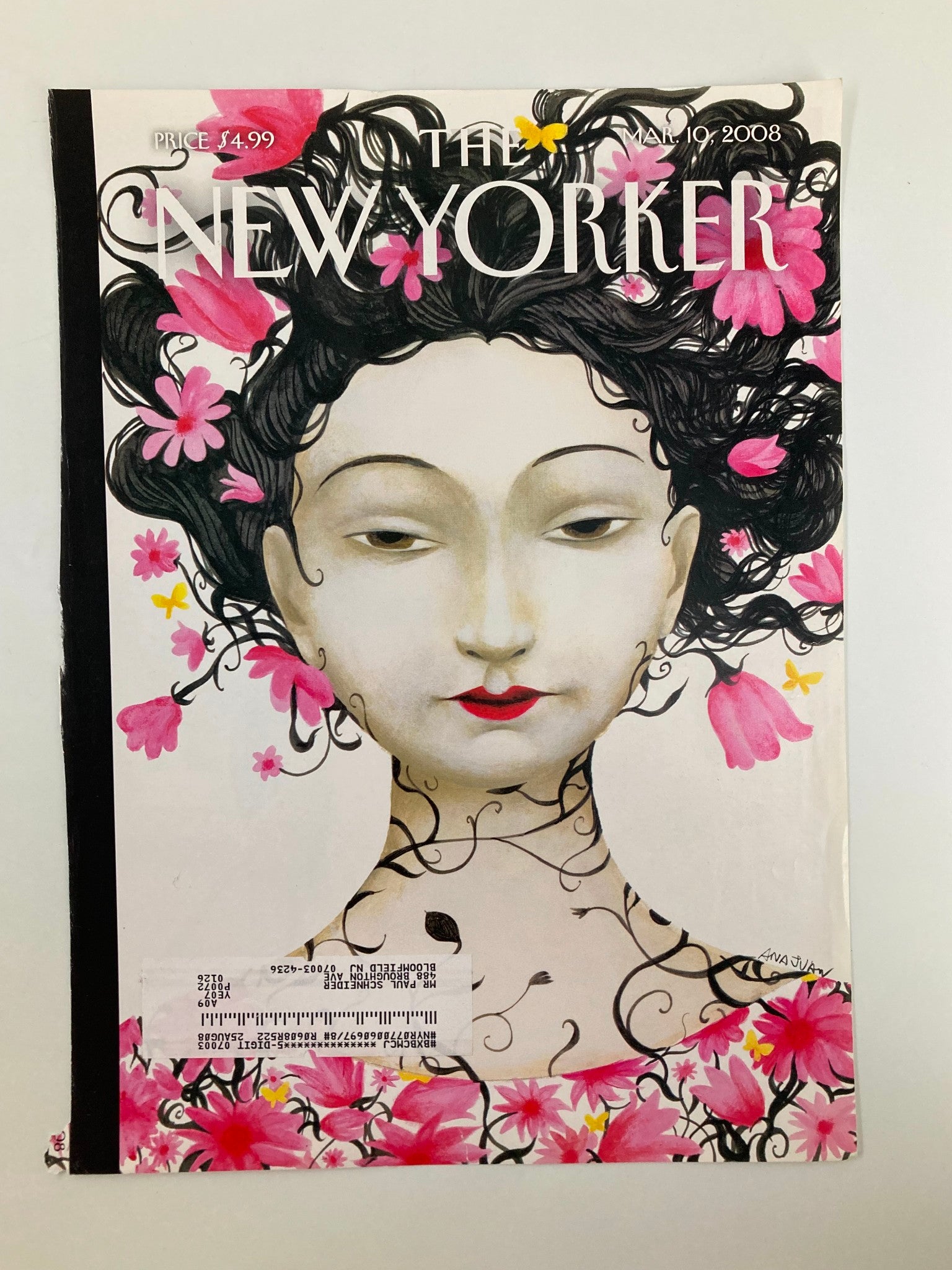 COVER ONLY The New Yorker March 10 2008 Theme Cover Blossoms by Ana Juan