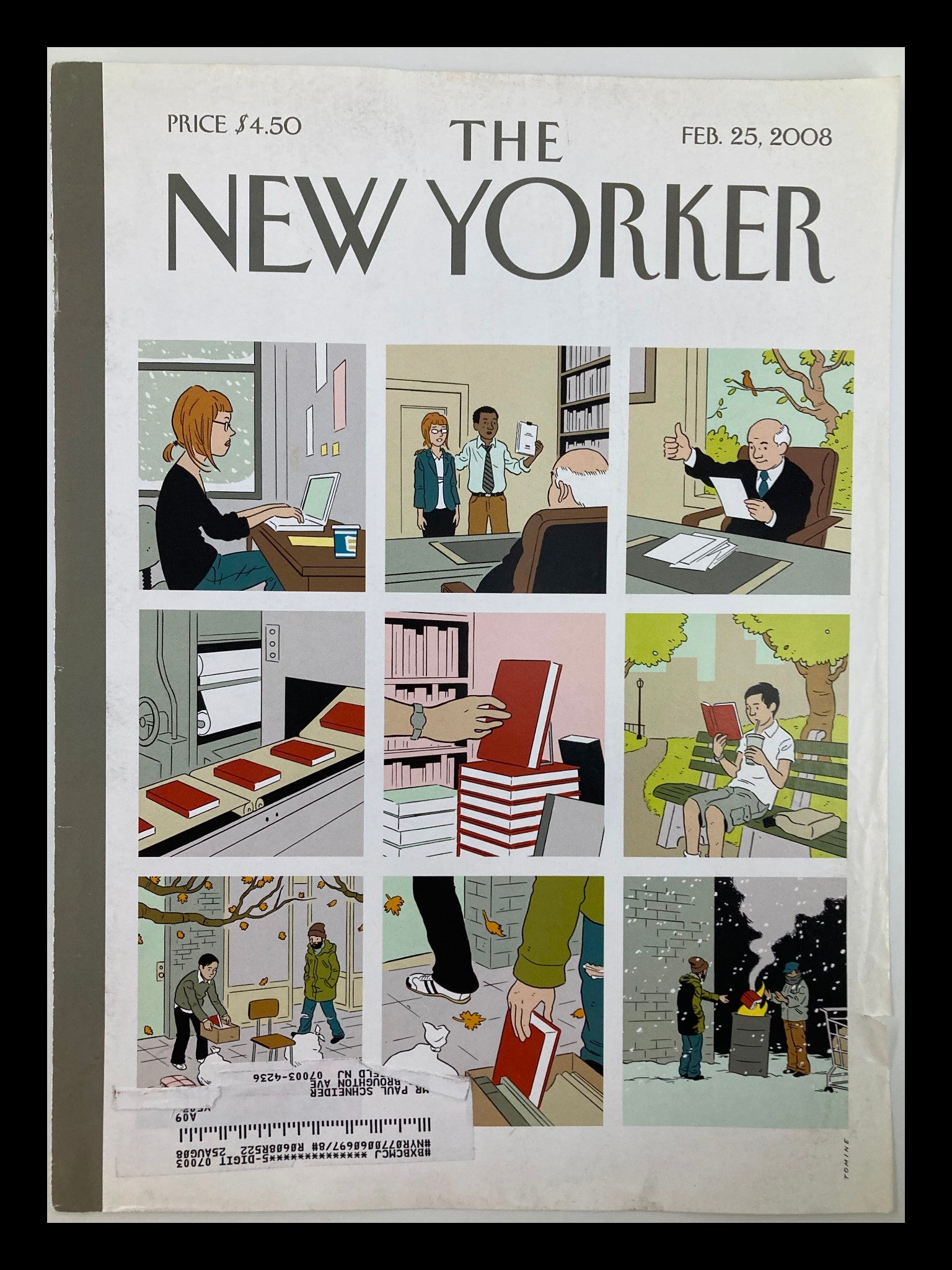 COVER ONLY The New Yorker February 25 2008 Shelf Life by Adrian Tomine