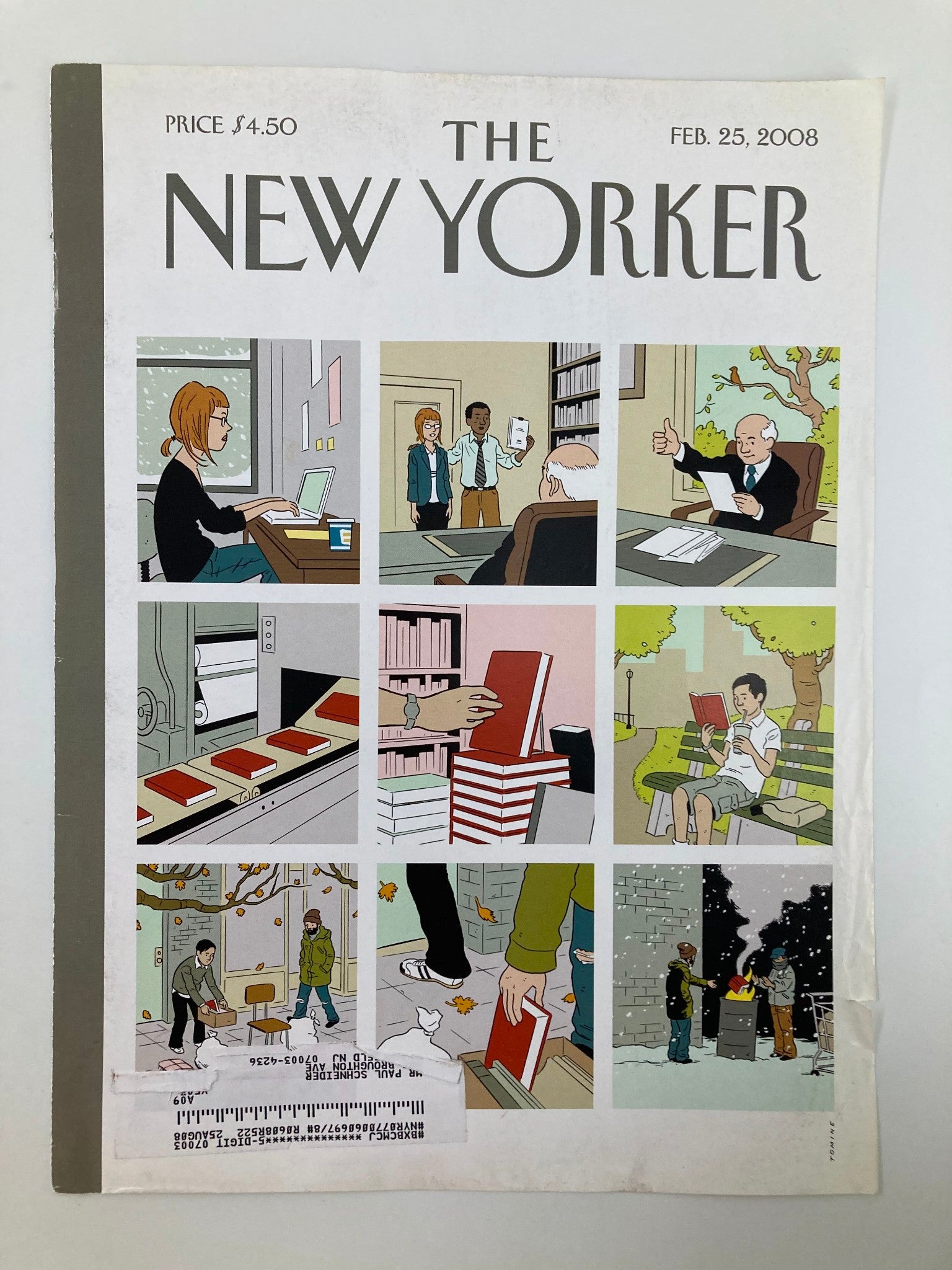 COVER ONLY The New Yorker February 25 2008 Shelf Life by Adrian Tomine